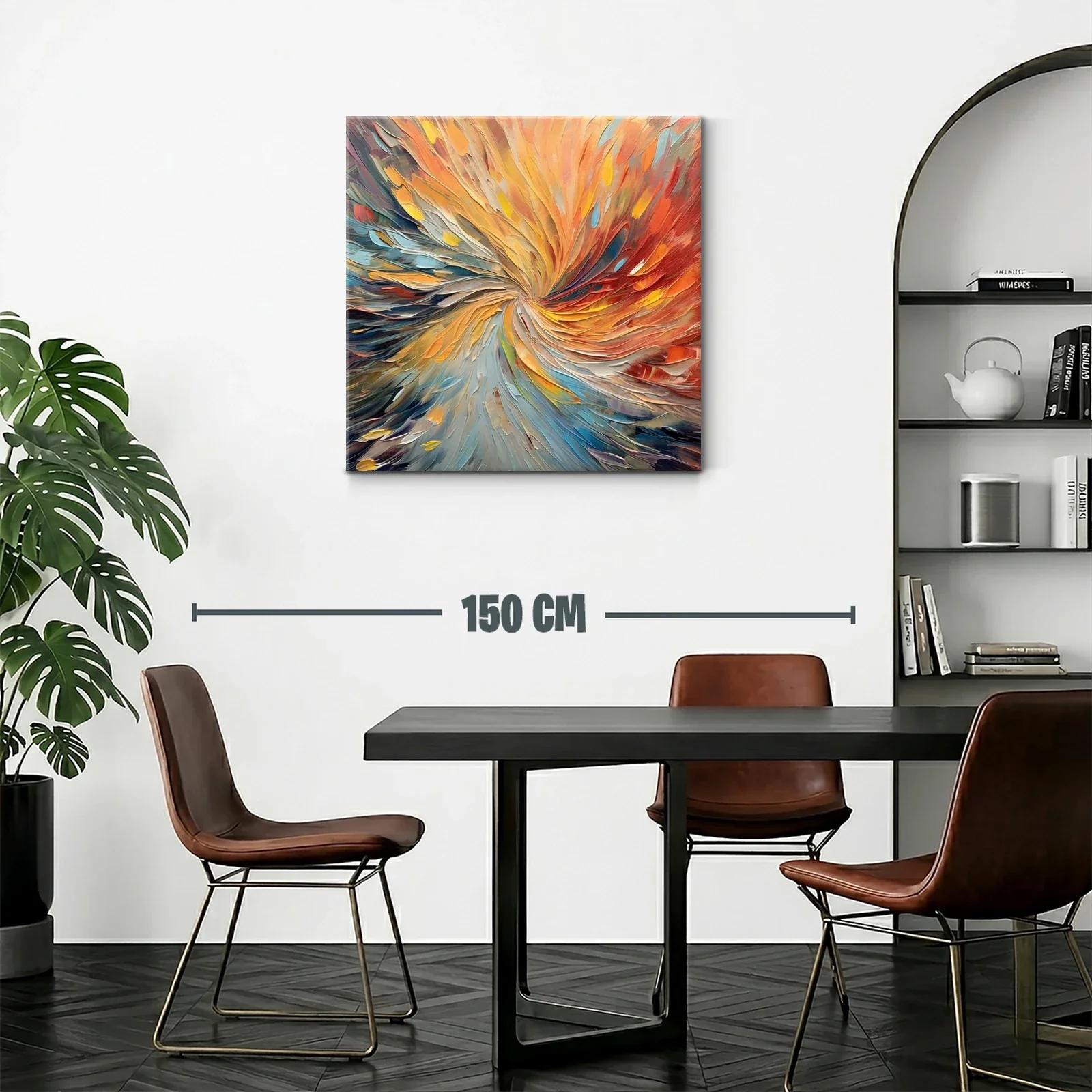 Cuadro abstracto en espiral con tonos cálidos y fríos — miniatura 2