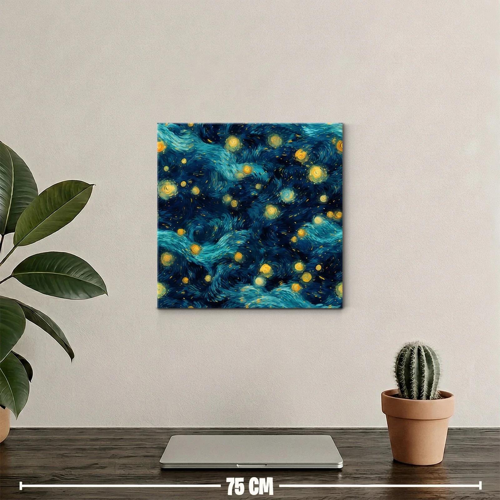 Cuadro abstracto con galaxia de estrellas y remolinos azules — miniatura 2