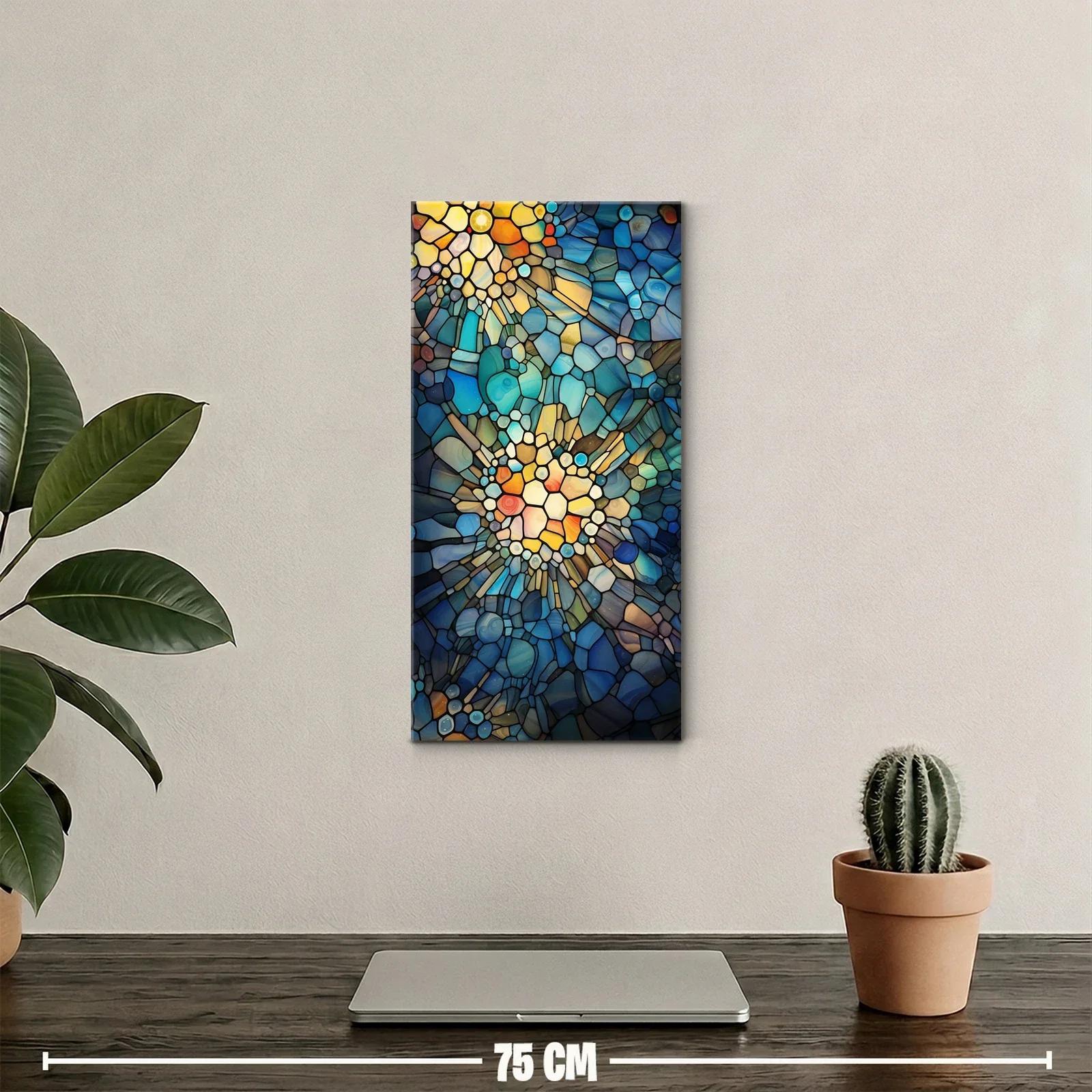 Cuadro mosaico abstracto tipo vidriera con brillo radial — miniatura 2