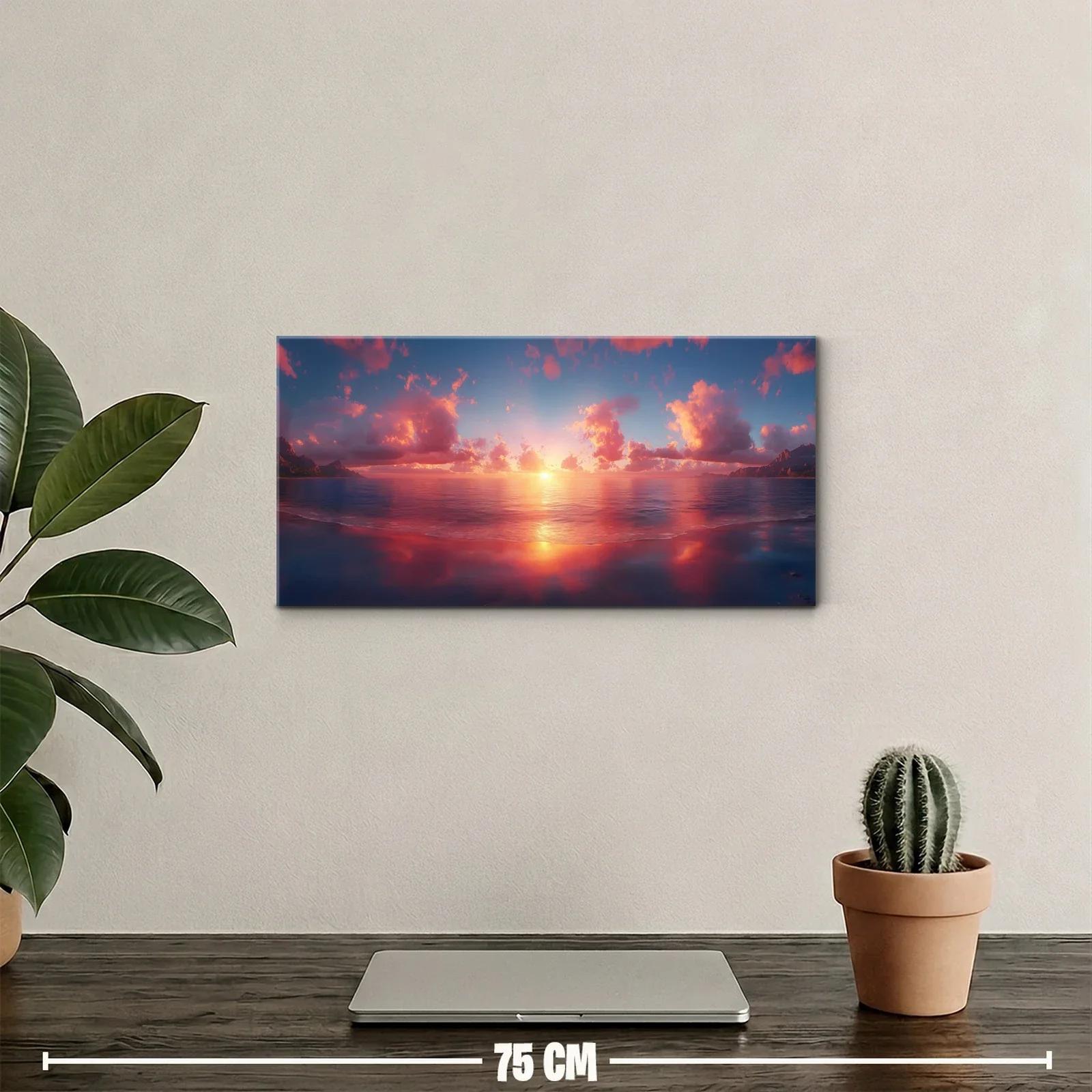Cuadro atardecer sobre el mar con reflejo luminoso — miniatura 2