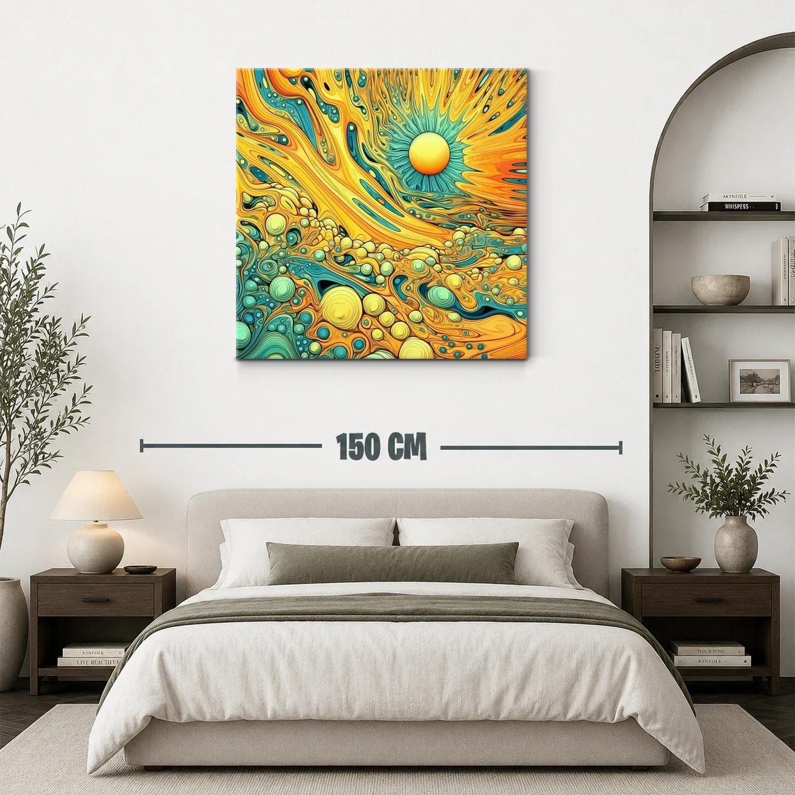 Cuadro vibrante con patrones abstractos en amarillo y azul — miniatura 3