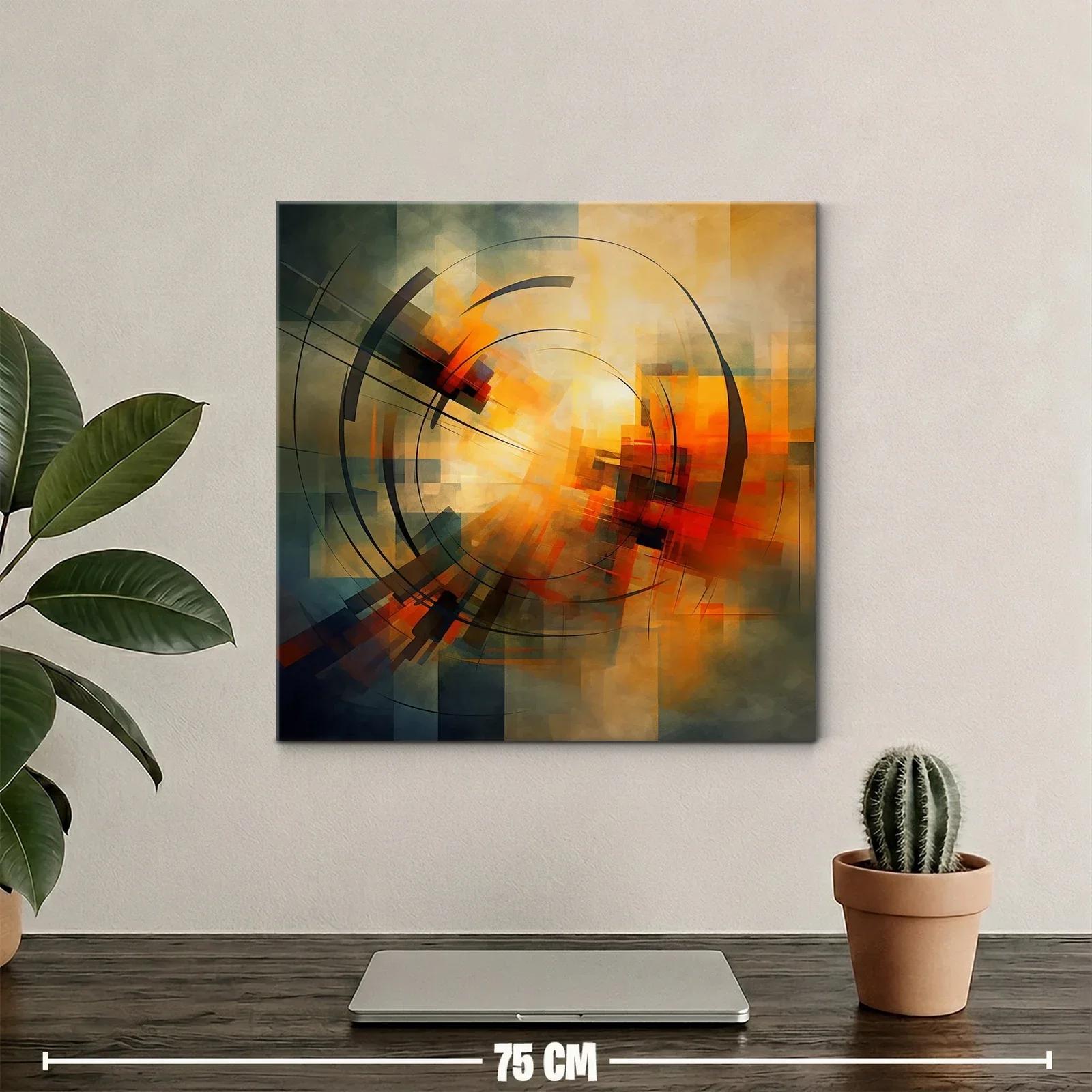 Cuadro abstracto con formas circulares y tonos cálidos — miniatura 2