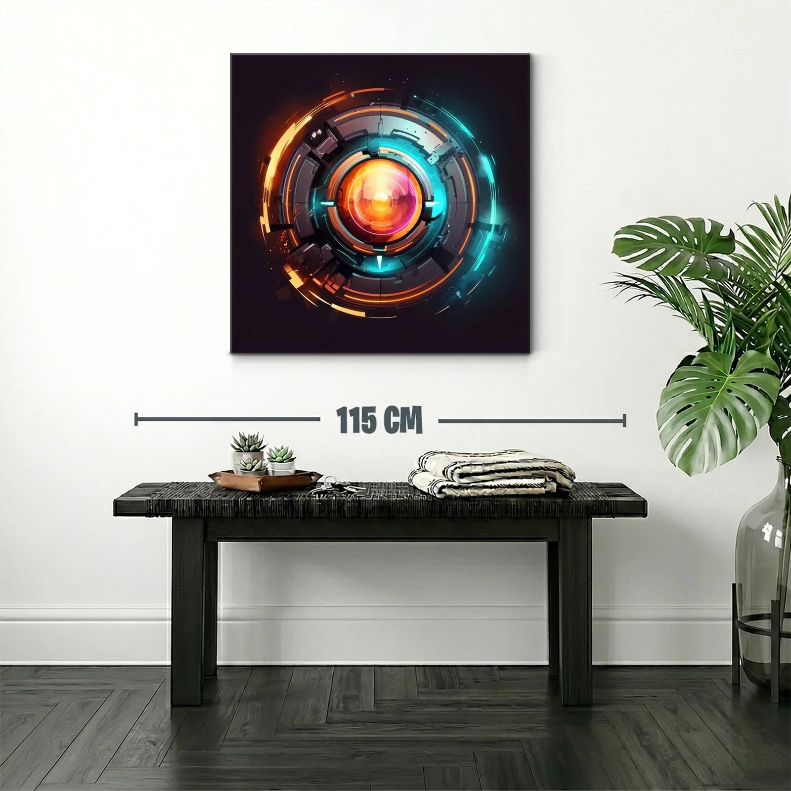 Cuadro abstracto de círculos tecnológicos vibrantes — miniatura 2