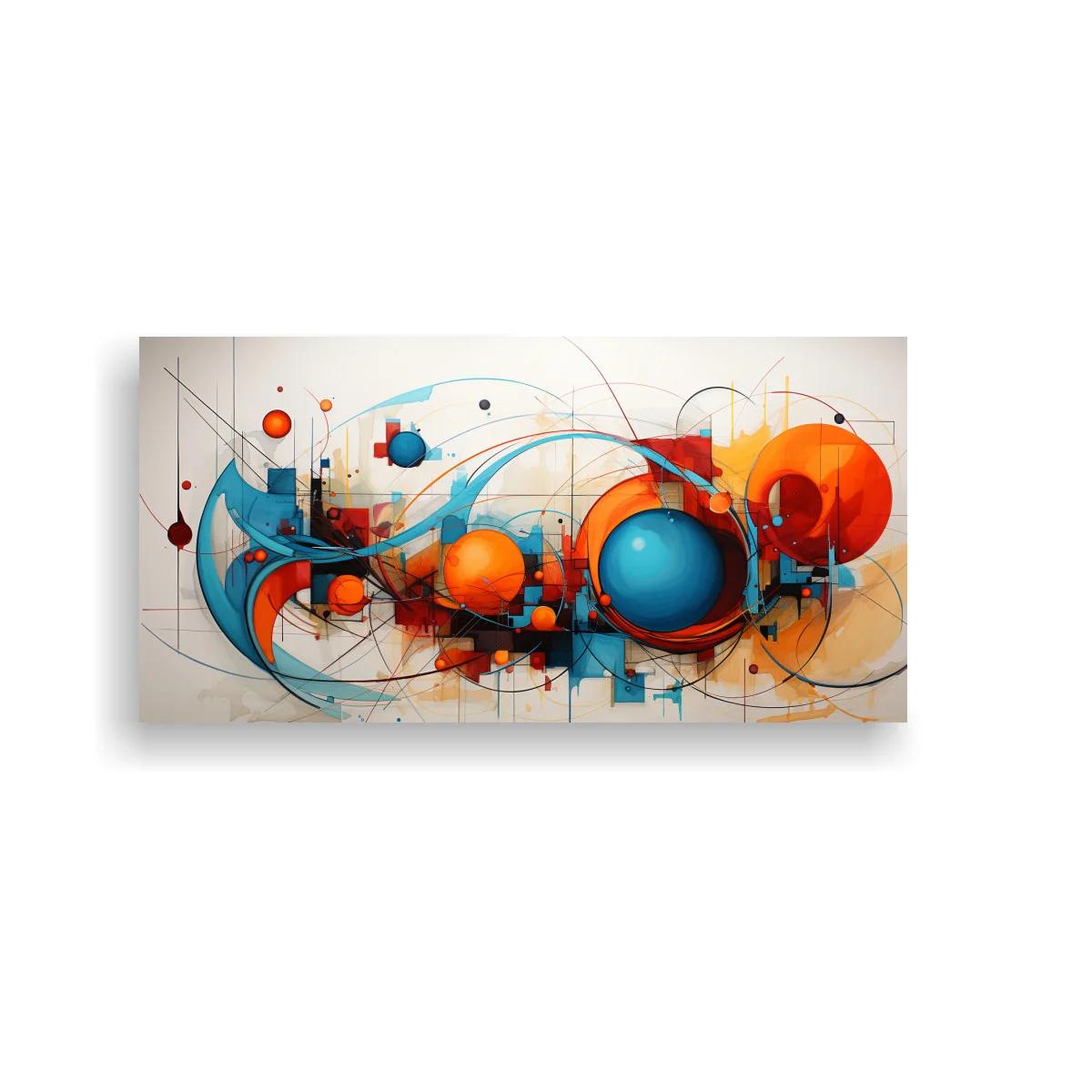 Cuadro composición geométrica abstracta con esferas azules y naranjas — imagen principal
