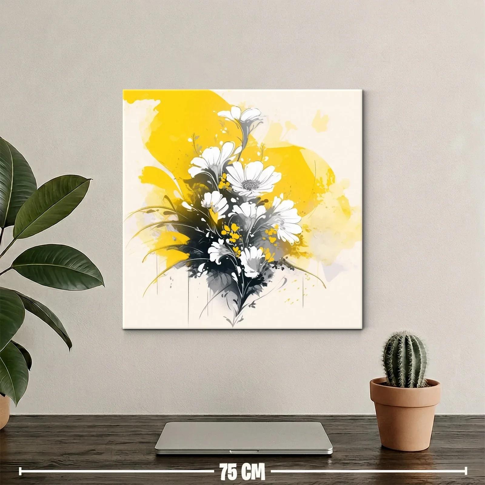 Ramo de flores blancas con fondo vibrante en amarillo — miniatura 2