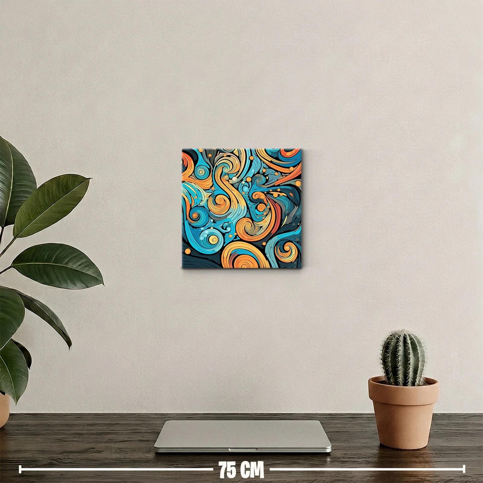 Cuadro decorativo con espirales en tonos cálidos y azules — miniatura 2