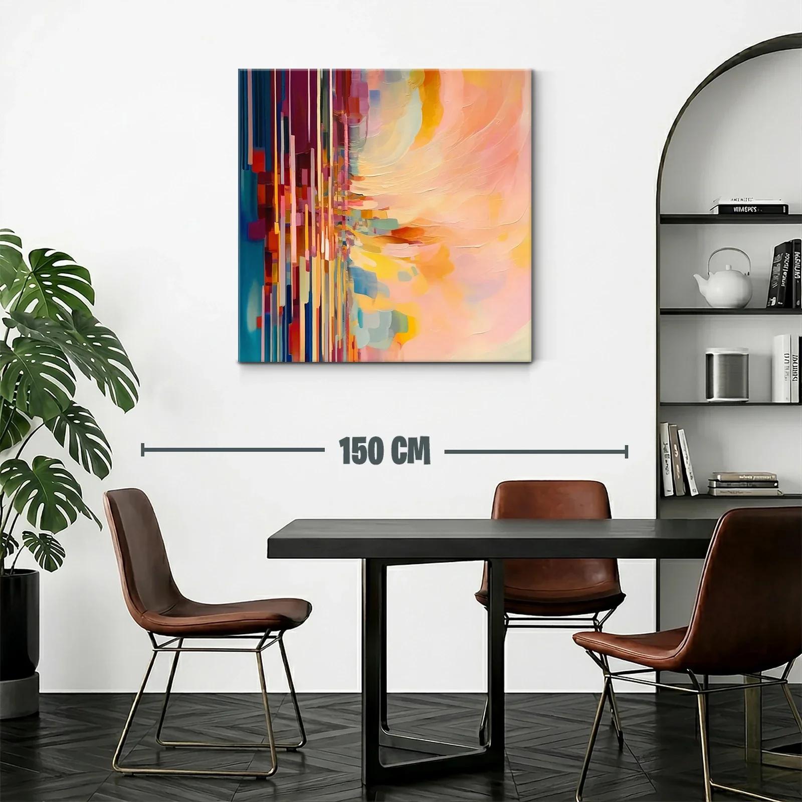 Cuadro abstracto con vibrantes tonos cálidos y fríos — miniatura 2