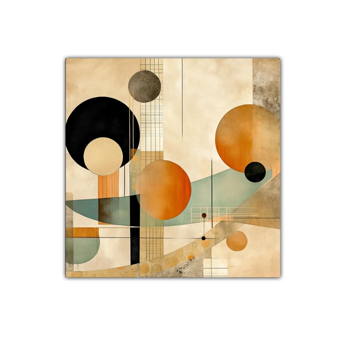 Arte abstracto con formas circulares en tonos cálidos y neutros — miniatura 1