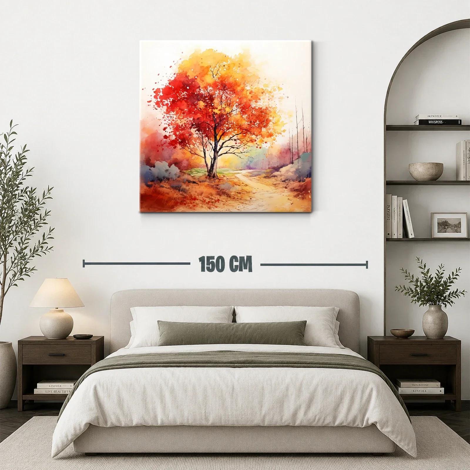 Árbol otoñal con tonos cálidos y camino sereno — miniatura 3