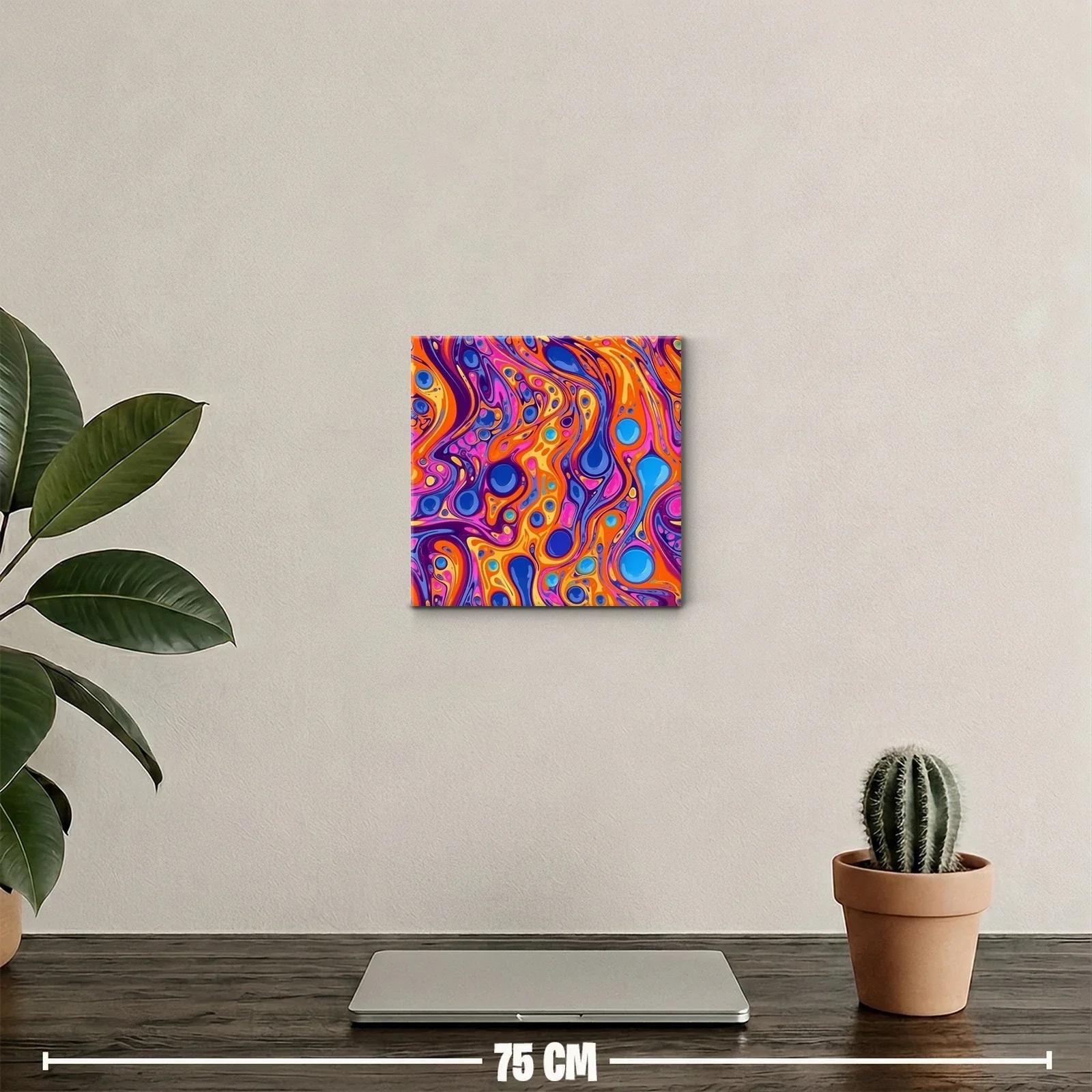 Cuadro abstracto con vibrantes ondas y círculos coloridos — miniatura 2