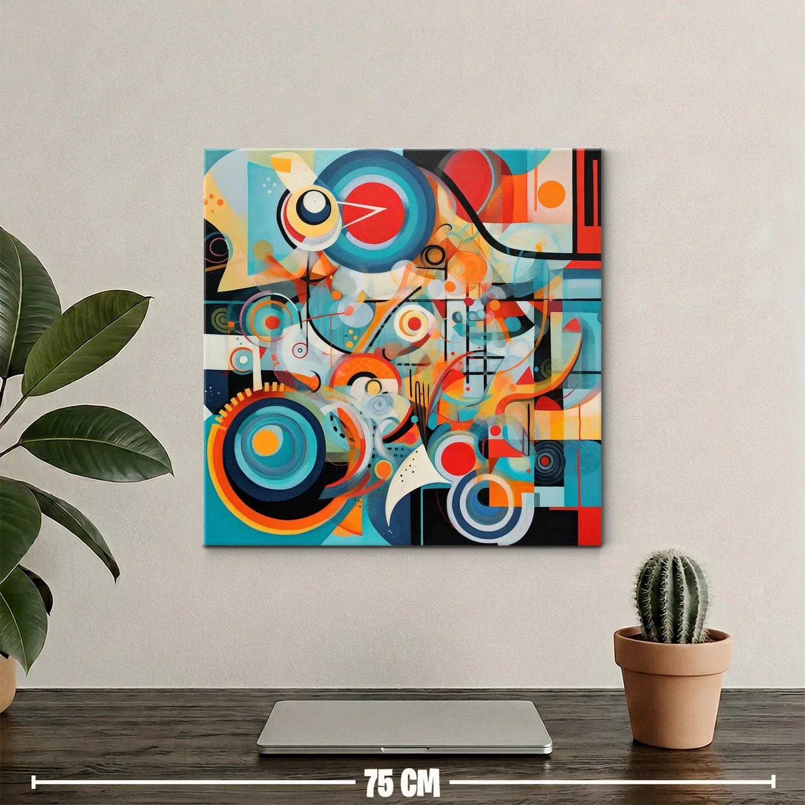 Cuadro abstracto con formas y círculos vibrantes — miniatura 2
