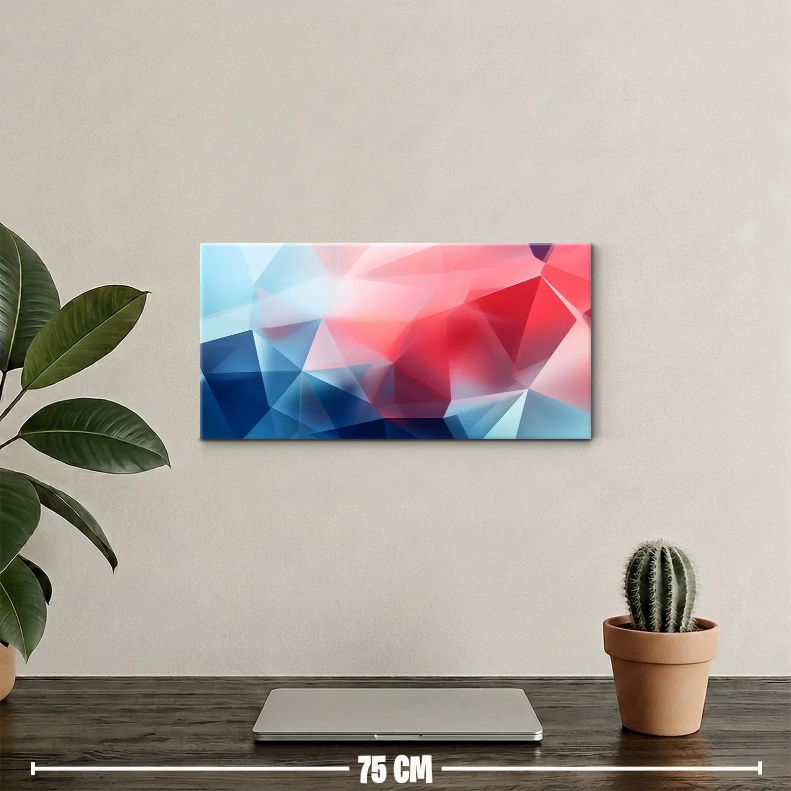 Cuadro geométrico de facetas poligonales en azul rojo y blanco — miniatura 2
