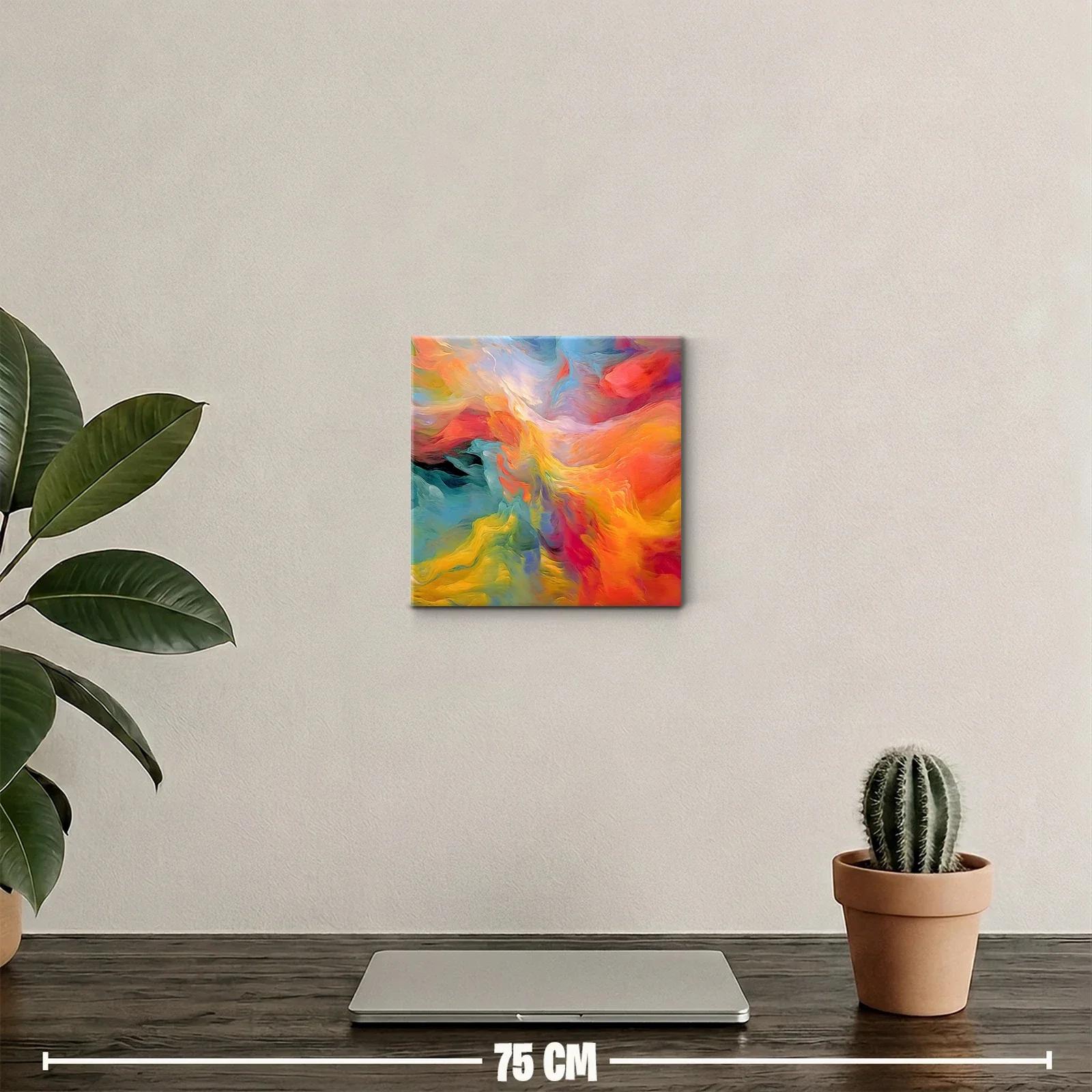 Cuadro abstracto con vibrantes tonalidades cálidas y frías — miniatura 2