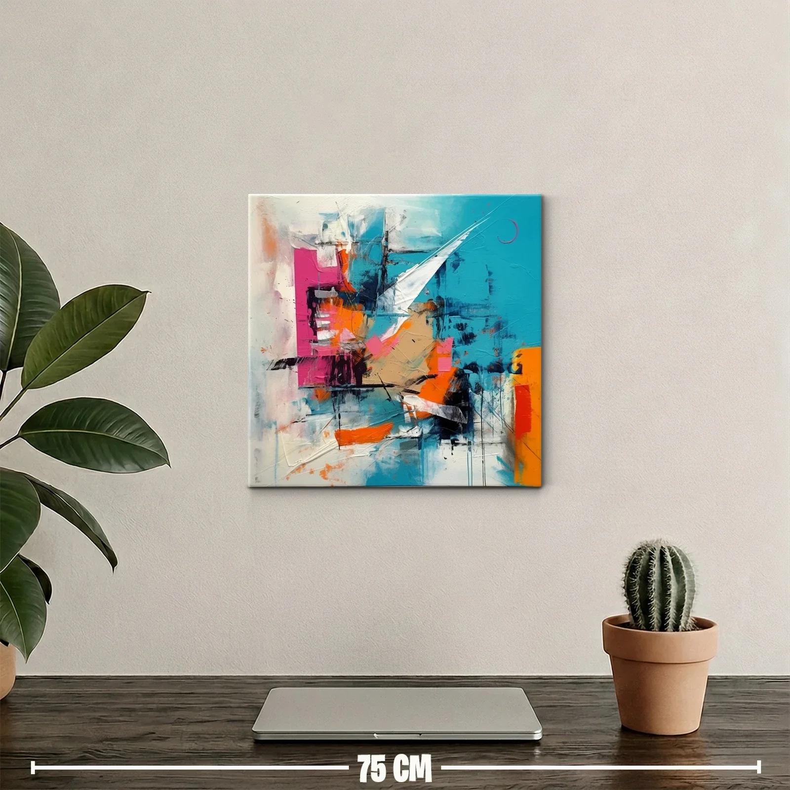 Composición abstracta con vibrantes tonos turquesa y naranja — miniatura 2