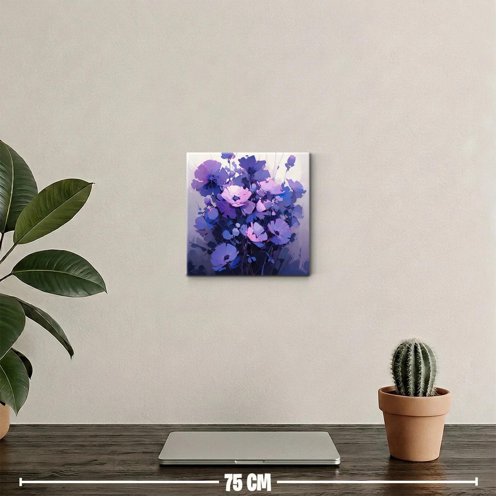 Cuadro Floral en Tonos Morados y Rosados para Decoración — miniatura 2