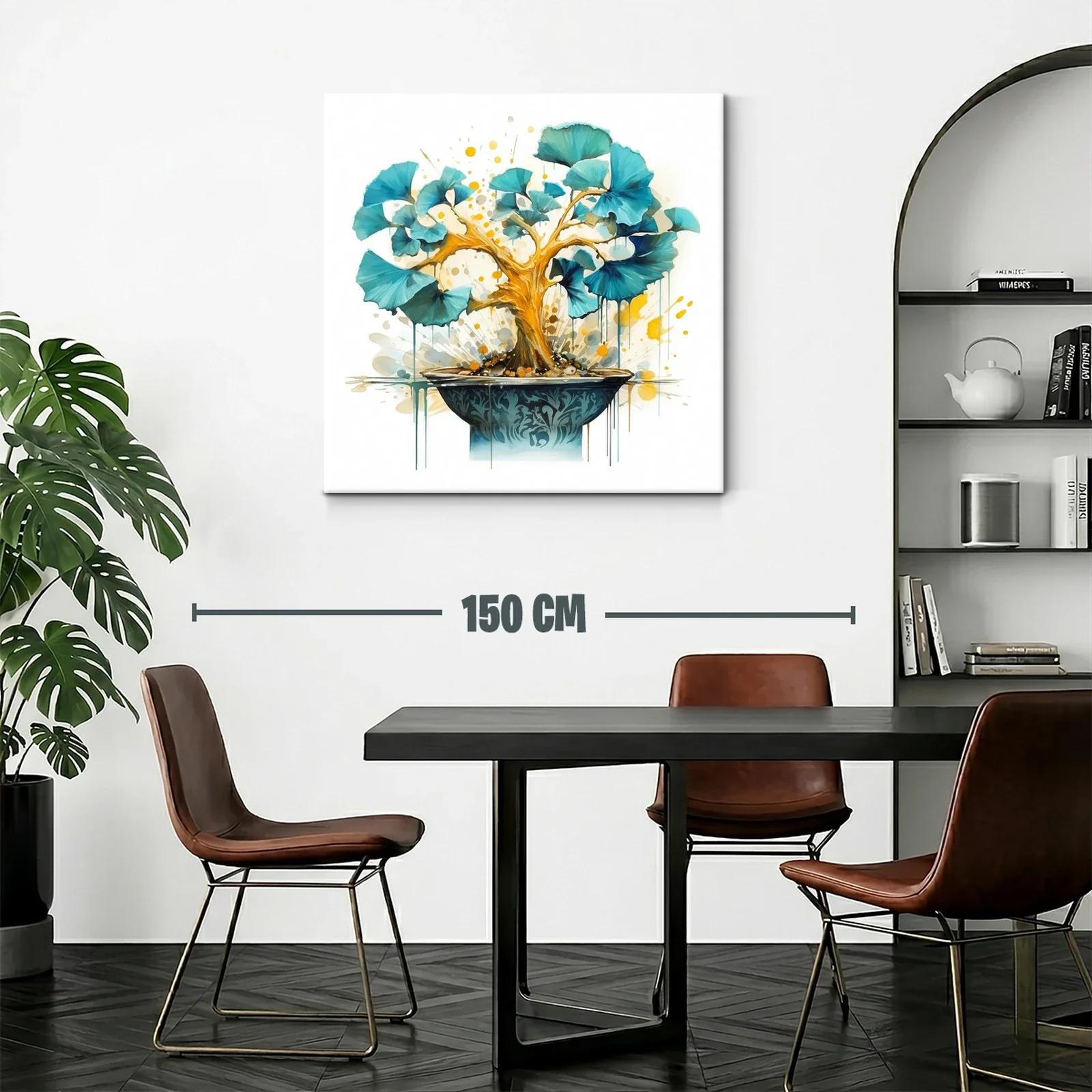 Árbol de Ginkgo en tonos dorados y azules vibrantes — miniatura 2