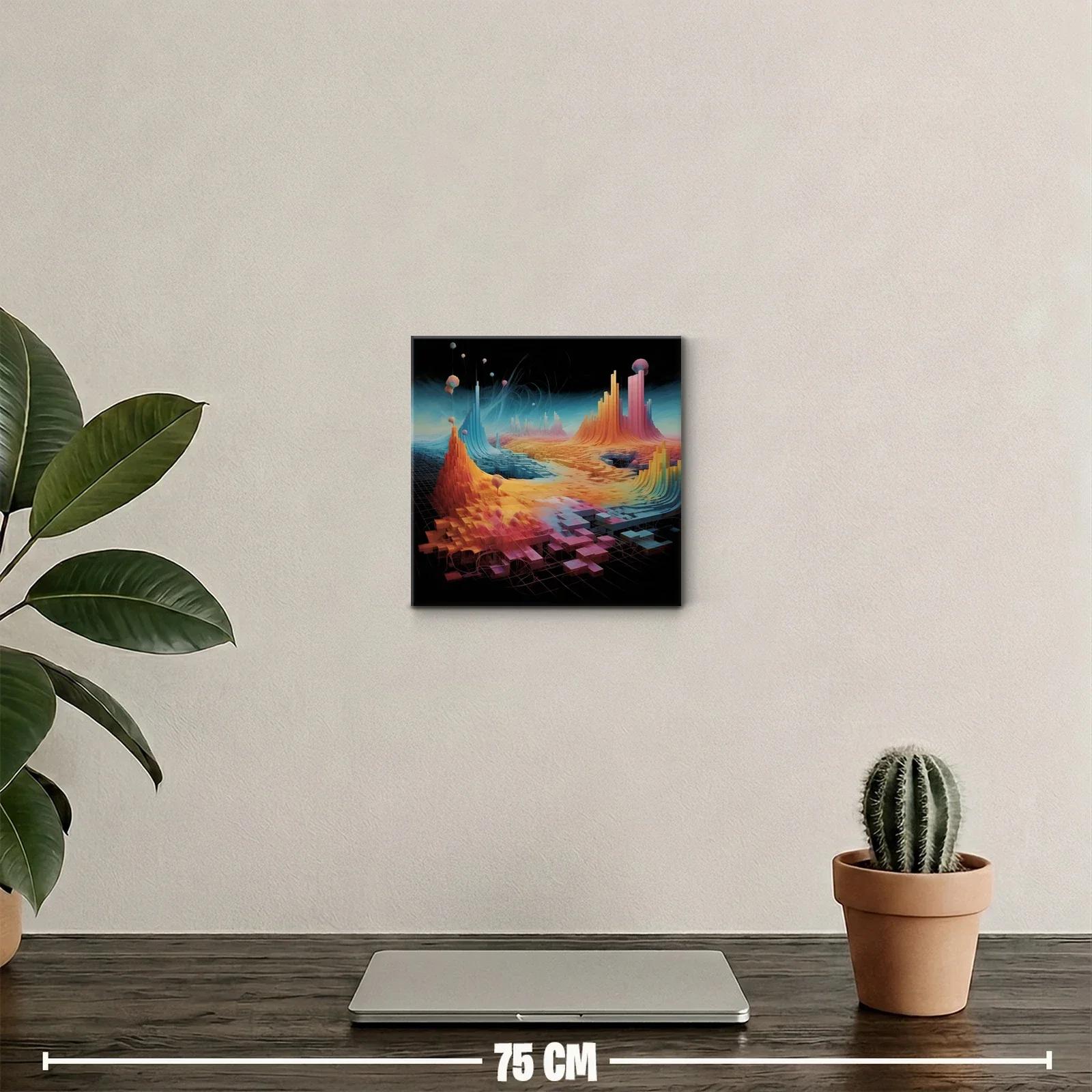 Paisaje abstracto con formas geométricas y colores vibrantes — miniatura 2