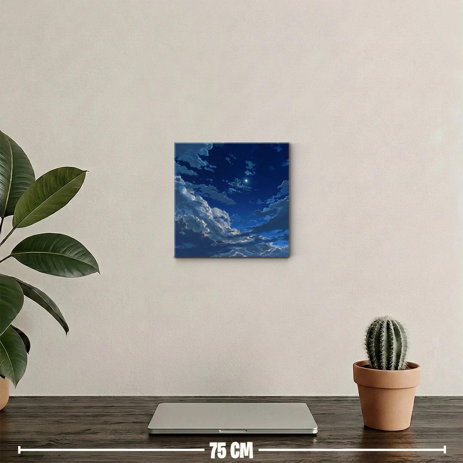 Cielo nocturno estrellado con nubes iluminadas por la luna — miniatura 2