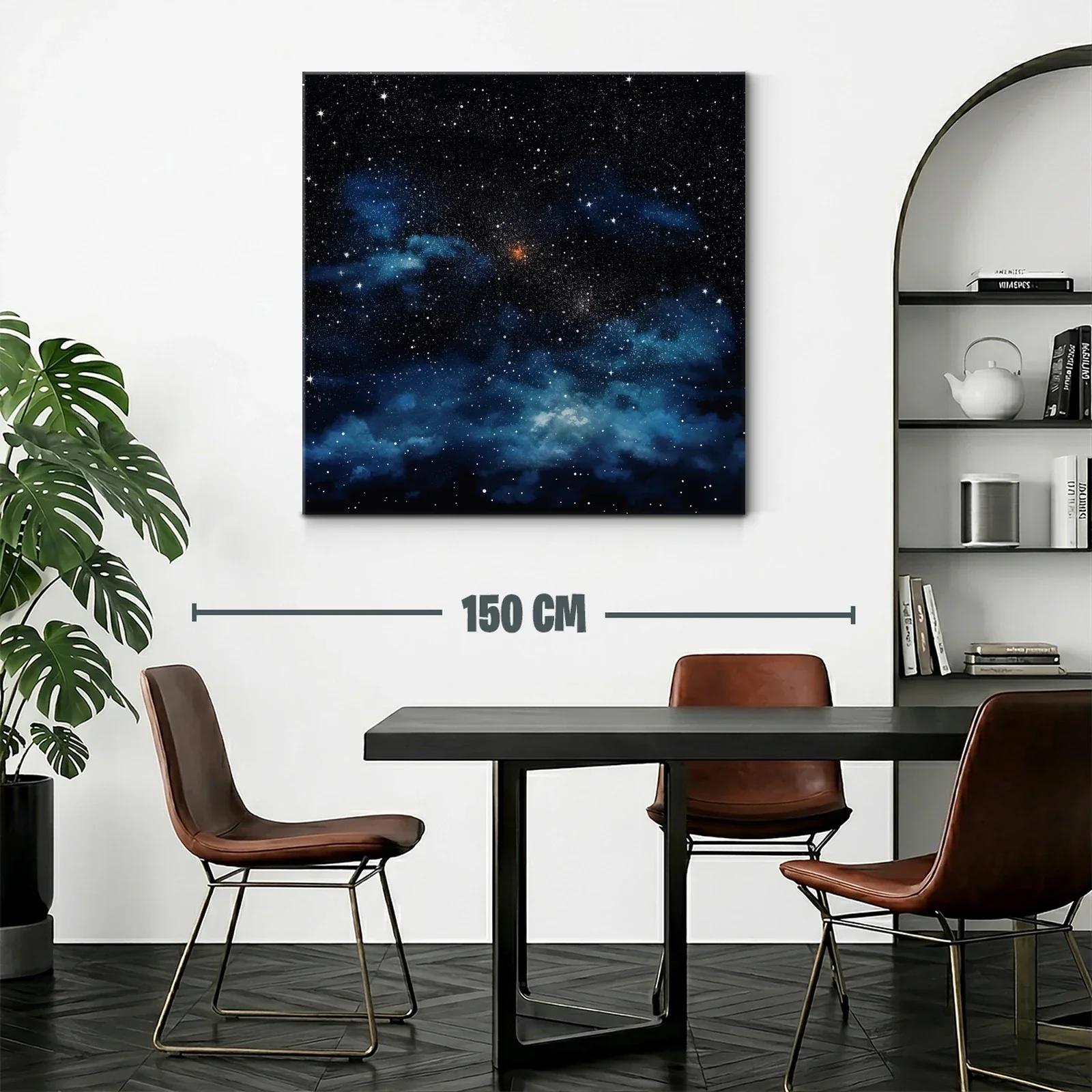 Cuadro de cielo estrellado con nebulosas azules y destellos blancos — miniatura 2