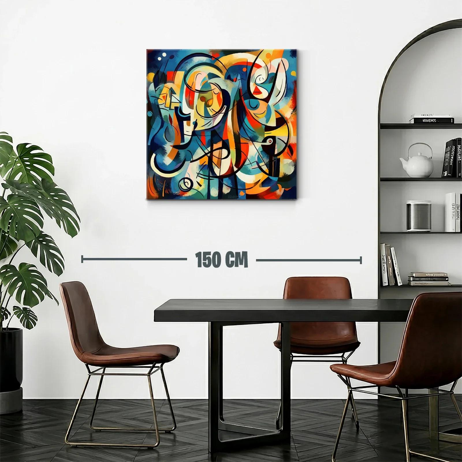 Cuadro abstracto con vibrantes formas y líneas dinámicas — miniatura 2