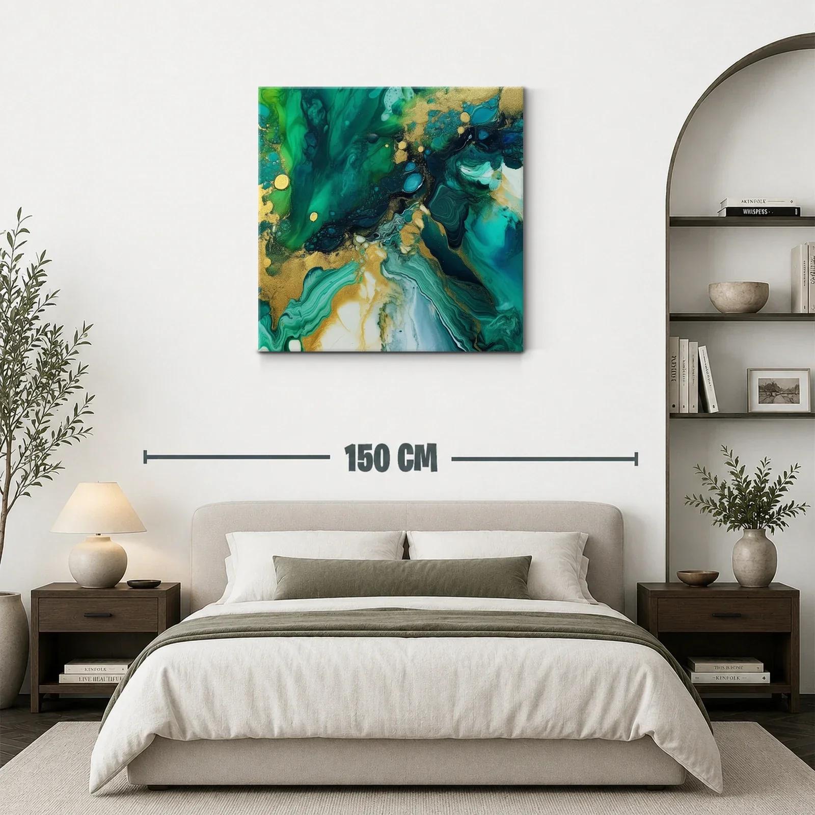Arte abstracto en tonos verdes y dorados vibrantes — miniatura 3