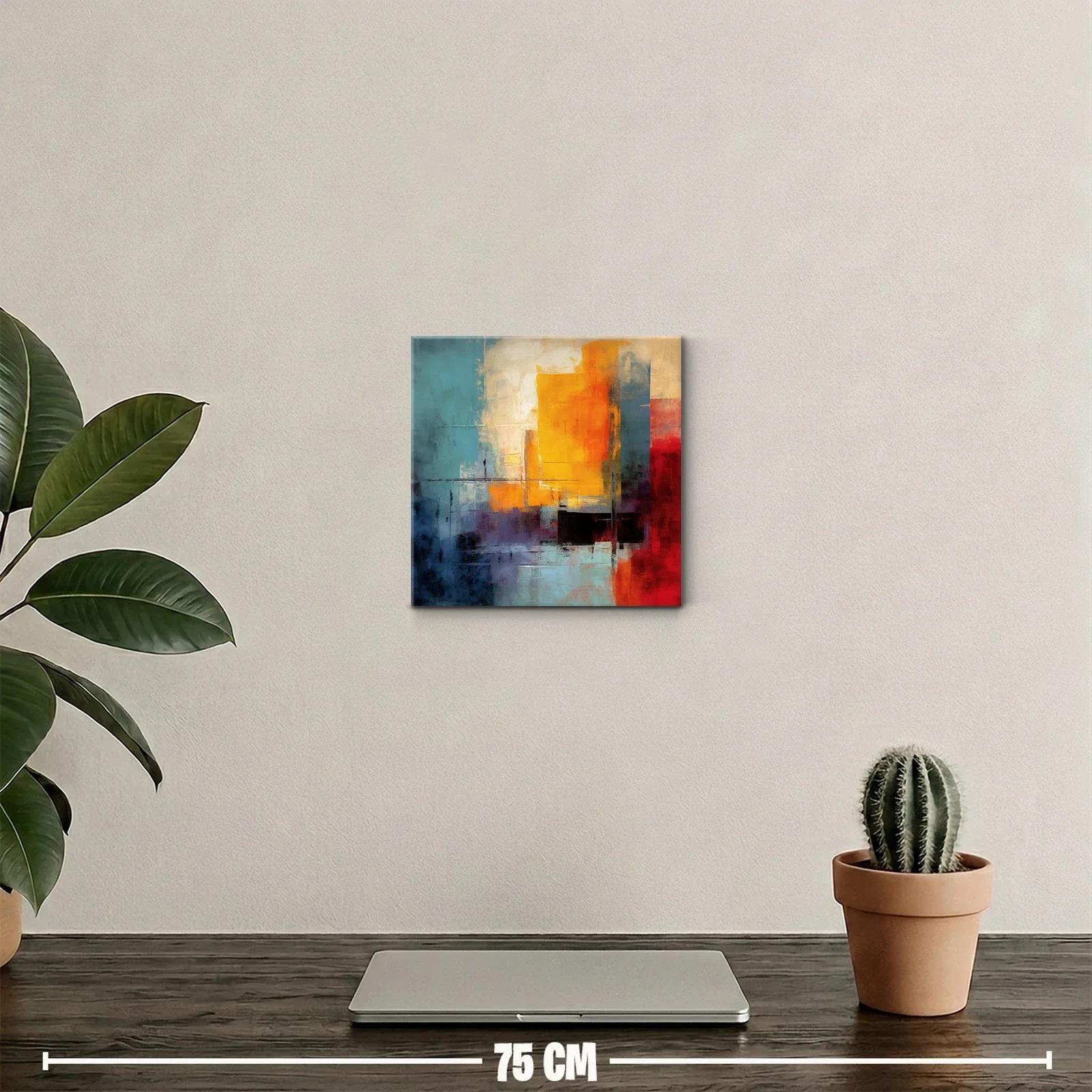 Cuadro abstracto con vibrantes tonos cálidos y fríos — miniatura 2
