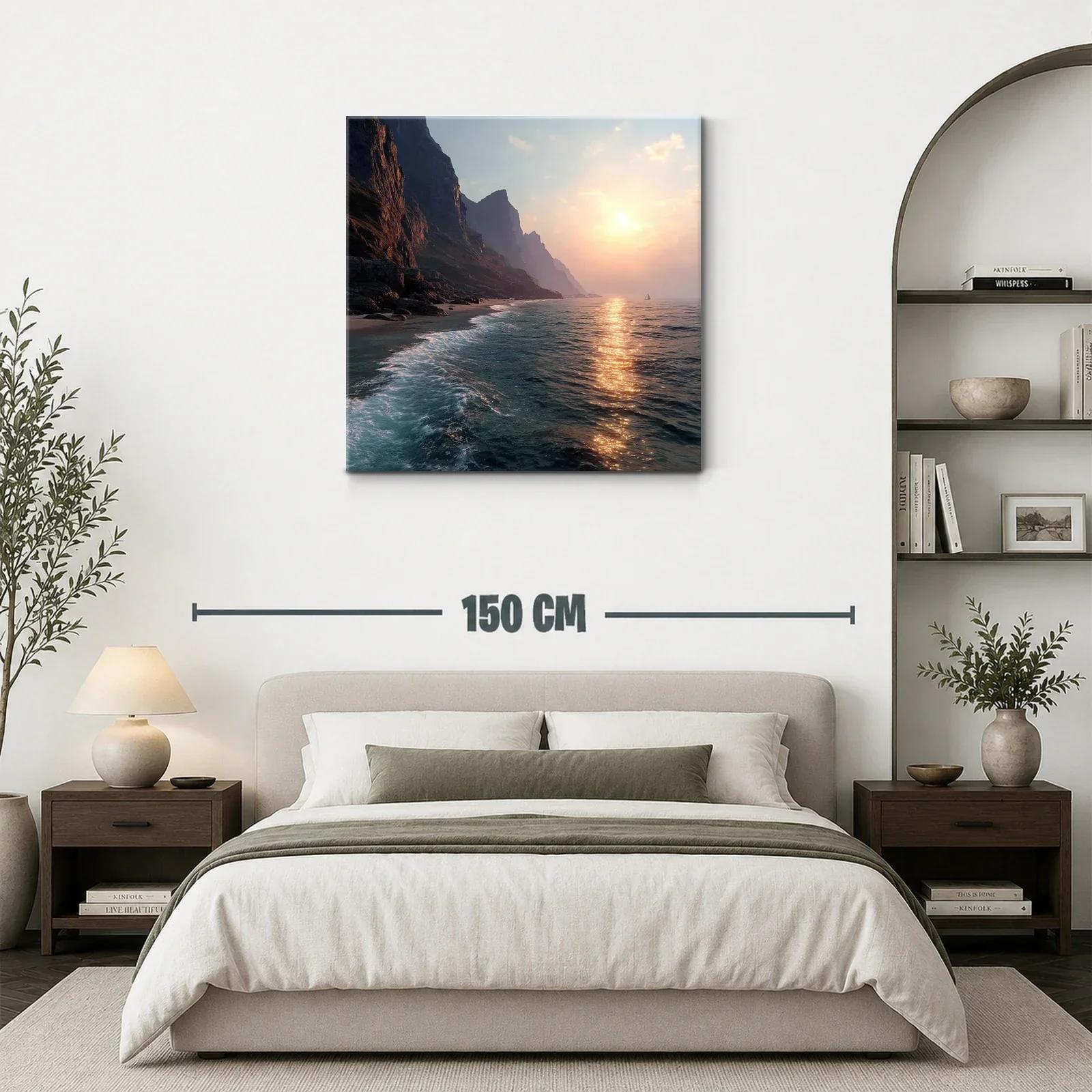 Atardecer en acantilados junto al mar tranquilo y sereno — miniatura 3