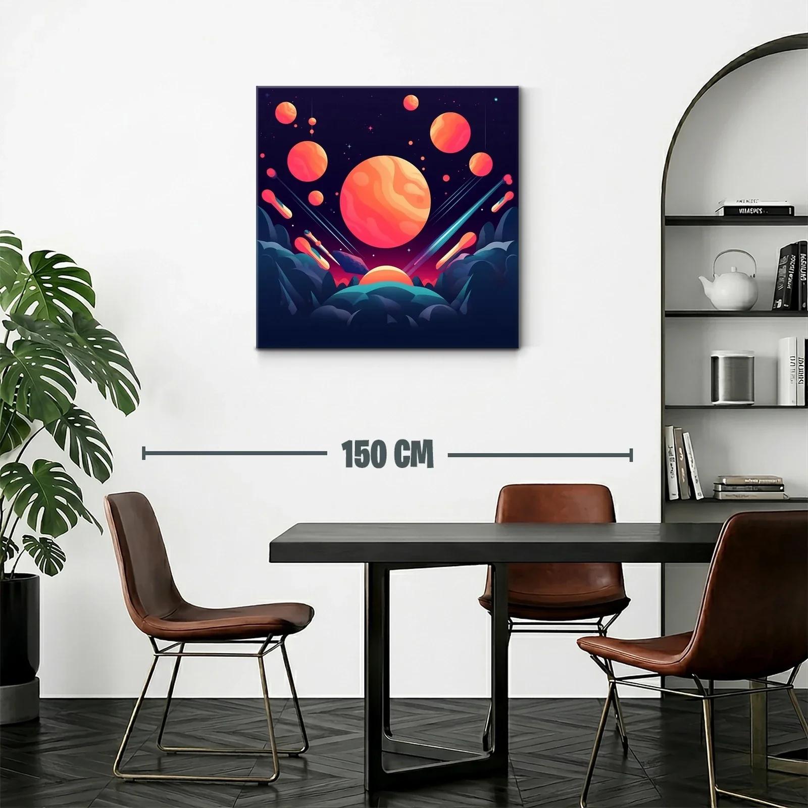 Cuadro abstracto con planetas y cielo estrellado vibrante — miniatura 2