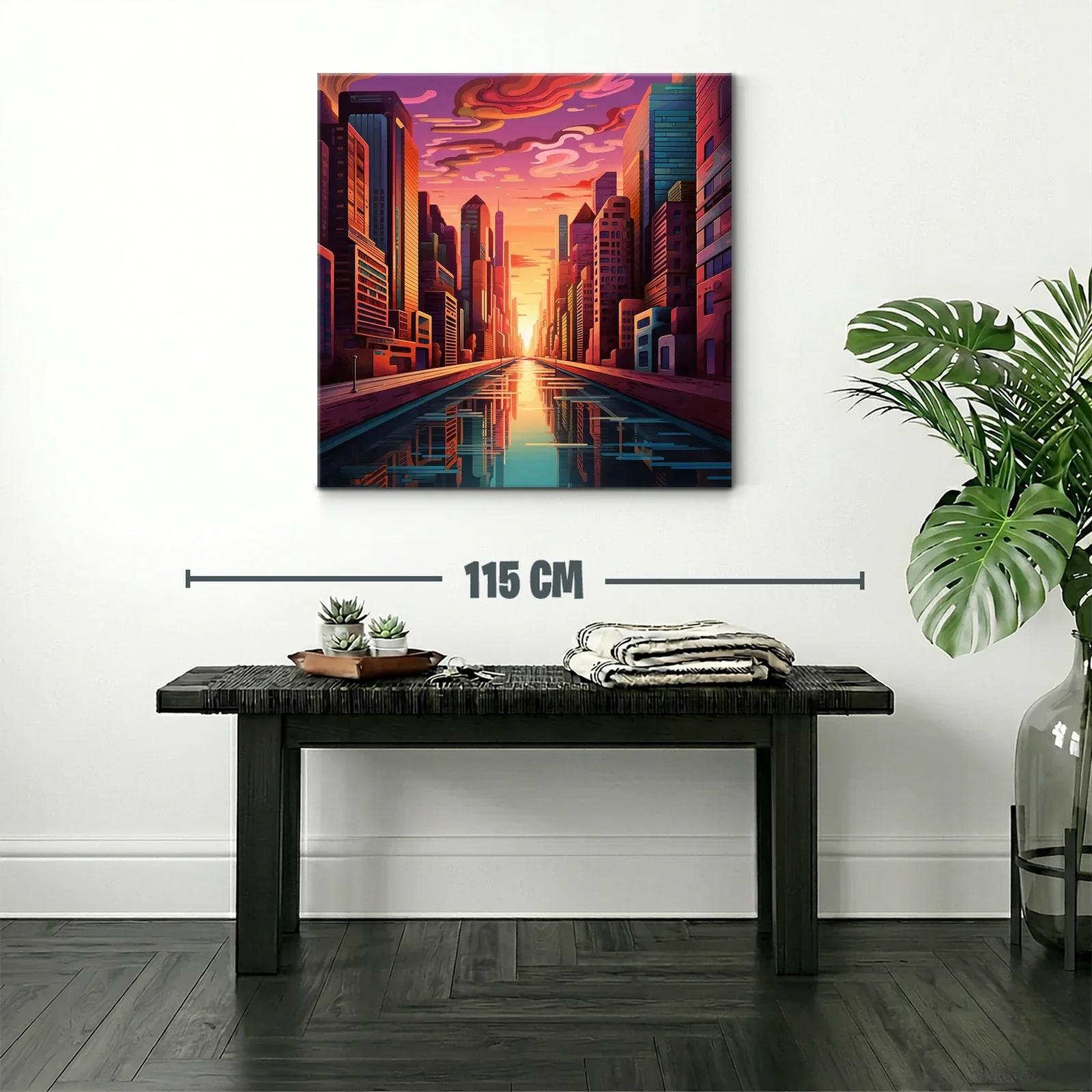 Atardecer urbano con reflejos de luz dorada y rosa — miniatura 2