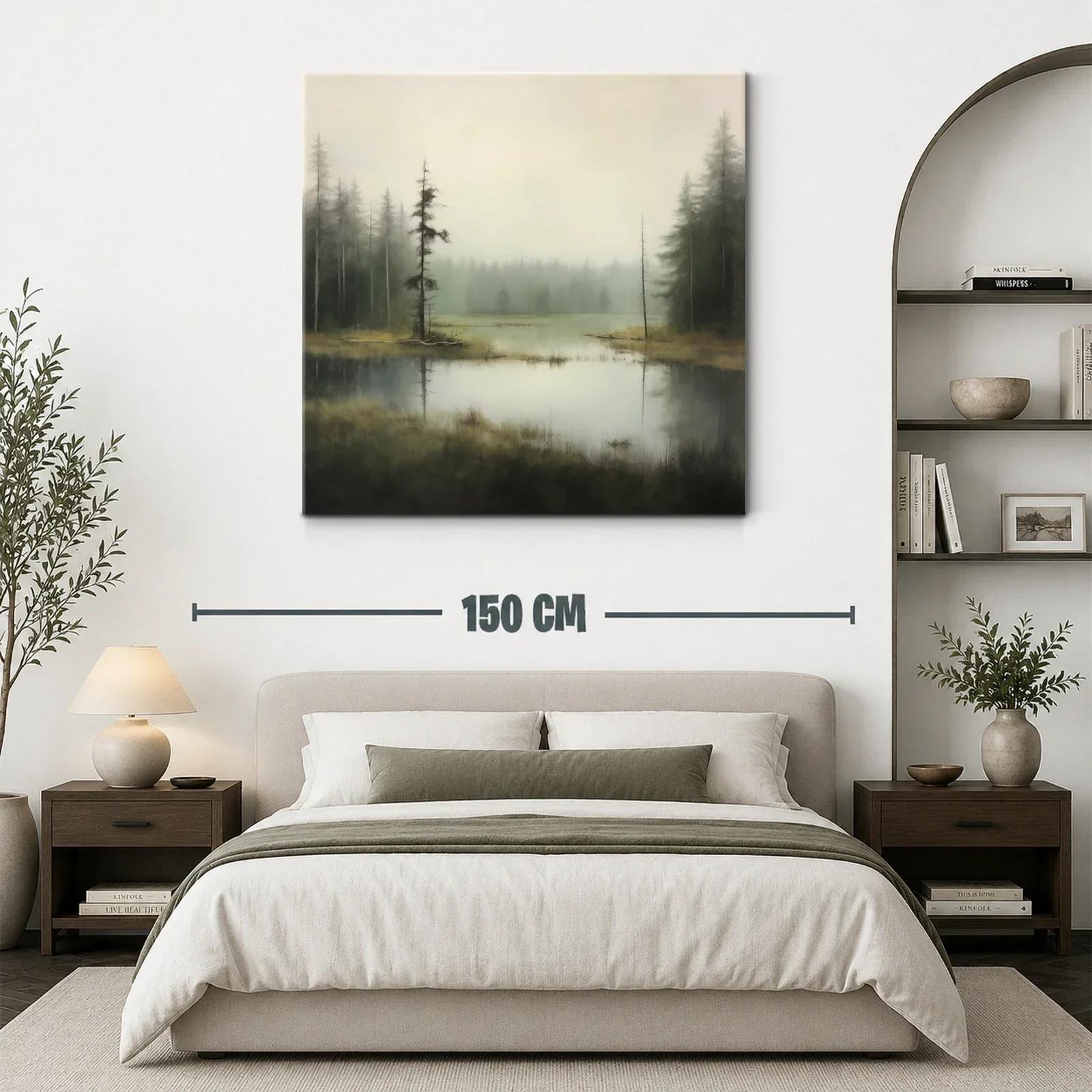 Paisaje Brumoso con Lago y Árboles Silvestres — miniatura 3