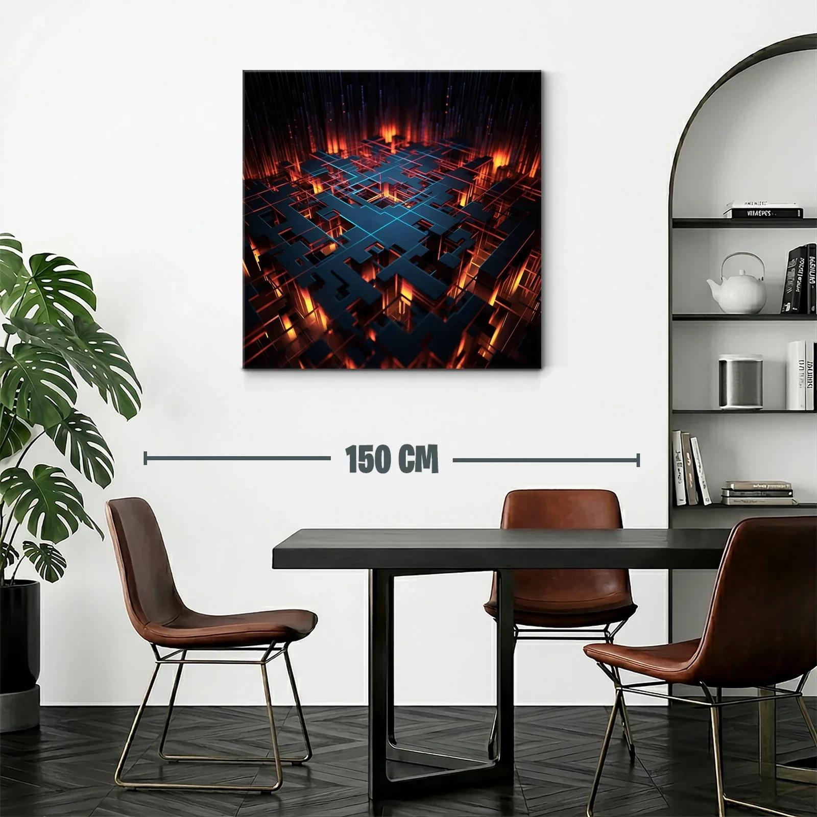 Abstracto geométrico con luces cálidas y líneas azules — miniatura 2