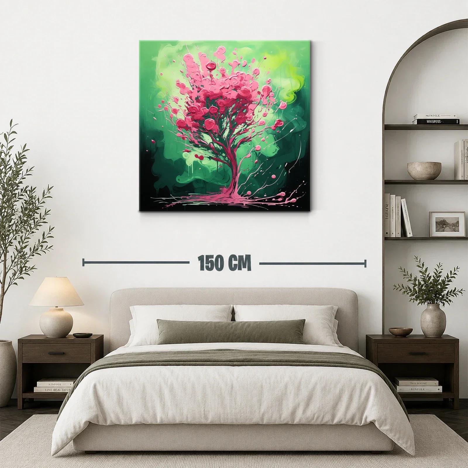 Árbol vibrante en tonos verdes y rosas energéticos — miniatura 3
