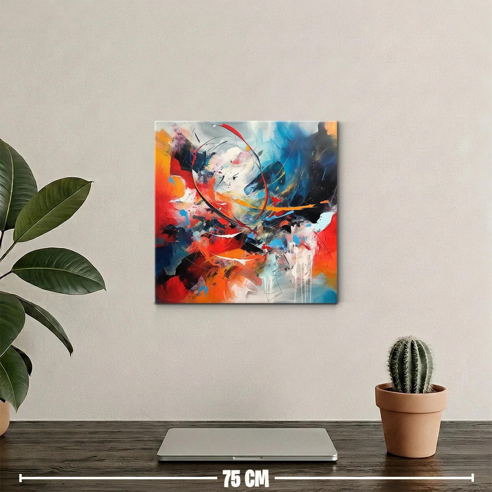 Cuadro abstracto con dinamismo en tonos vibrantes — miniatura 2