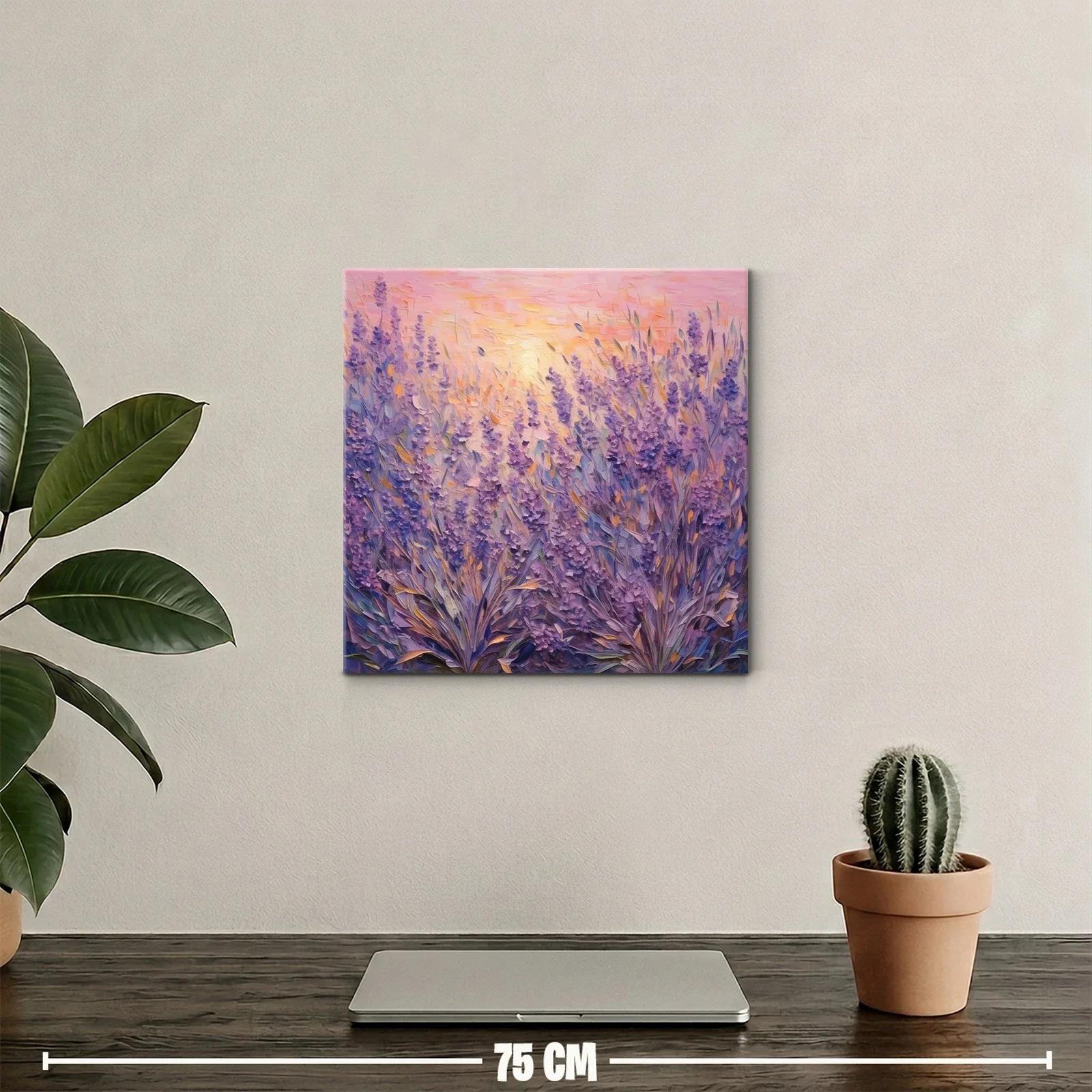 Campo de lavanda al atardecer con luz cálida y vibrante — miniatura 2