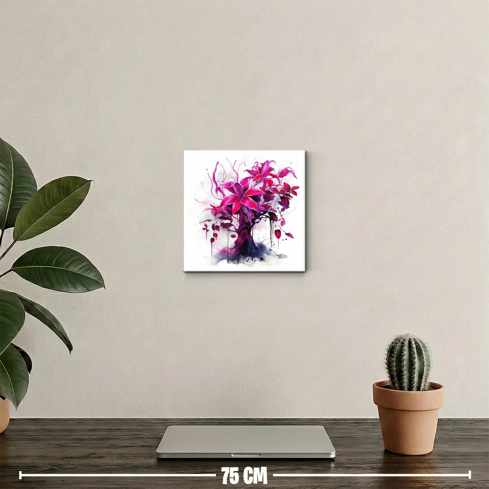 Cuadro decorativo con flores vibrantes en tonos magenta y fucsia — miniatura 2