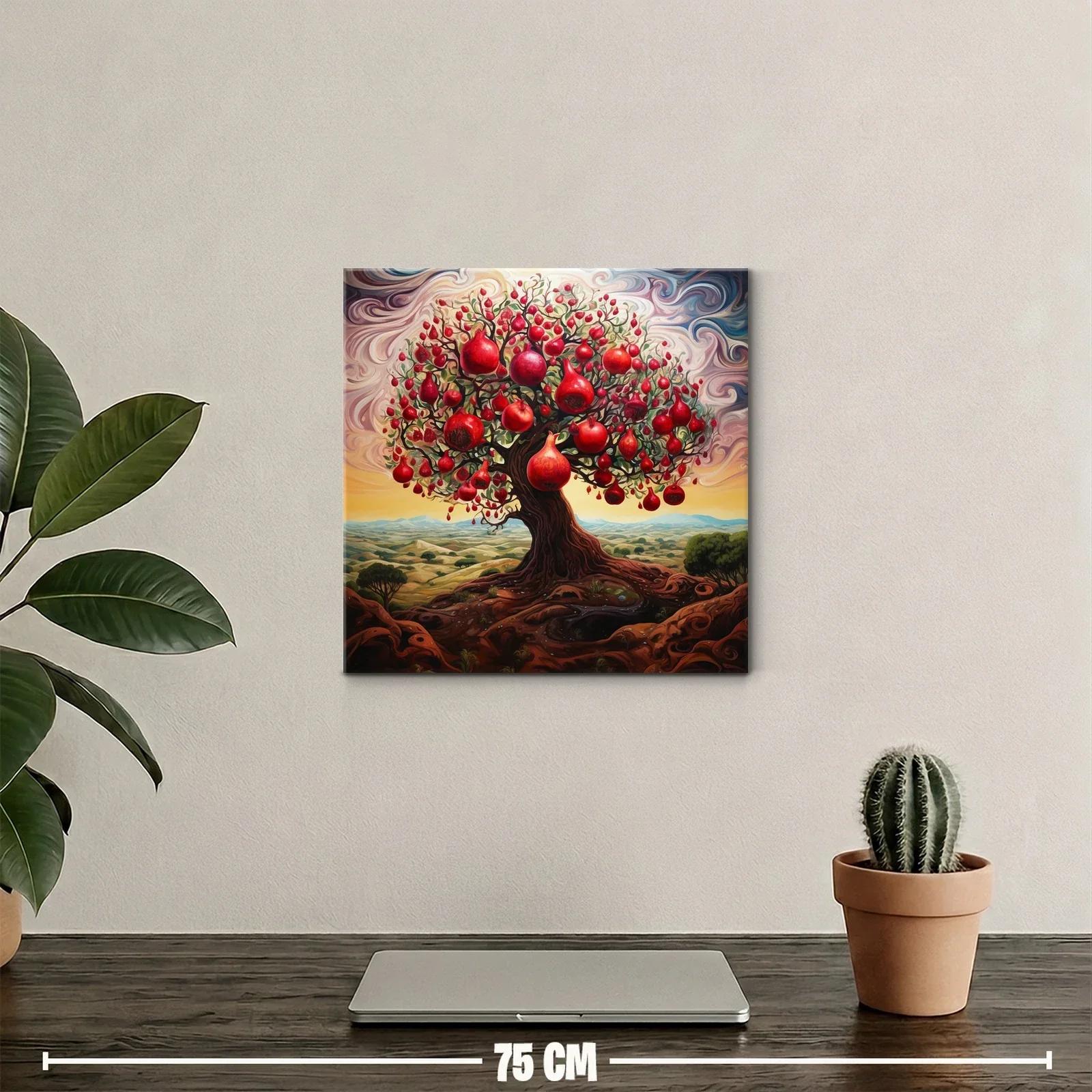 Árbol de granadas con raíces entrelazadas y cielo vibrante — miniatura 2
