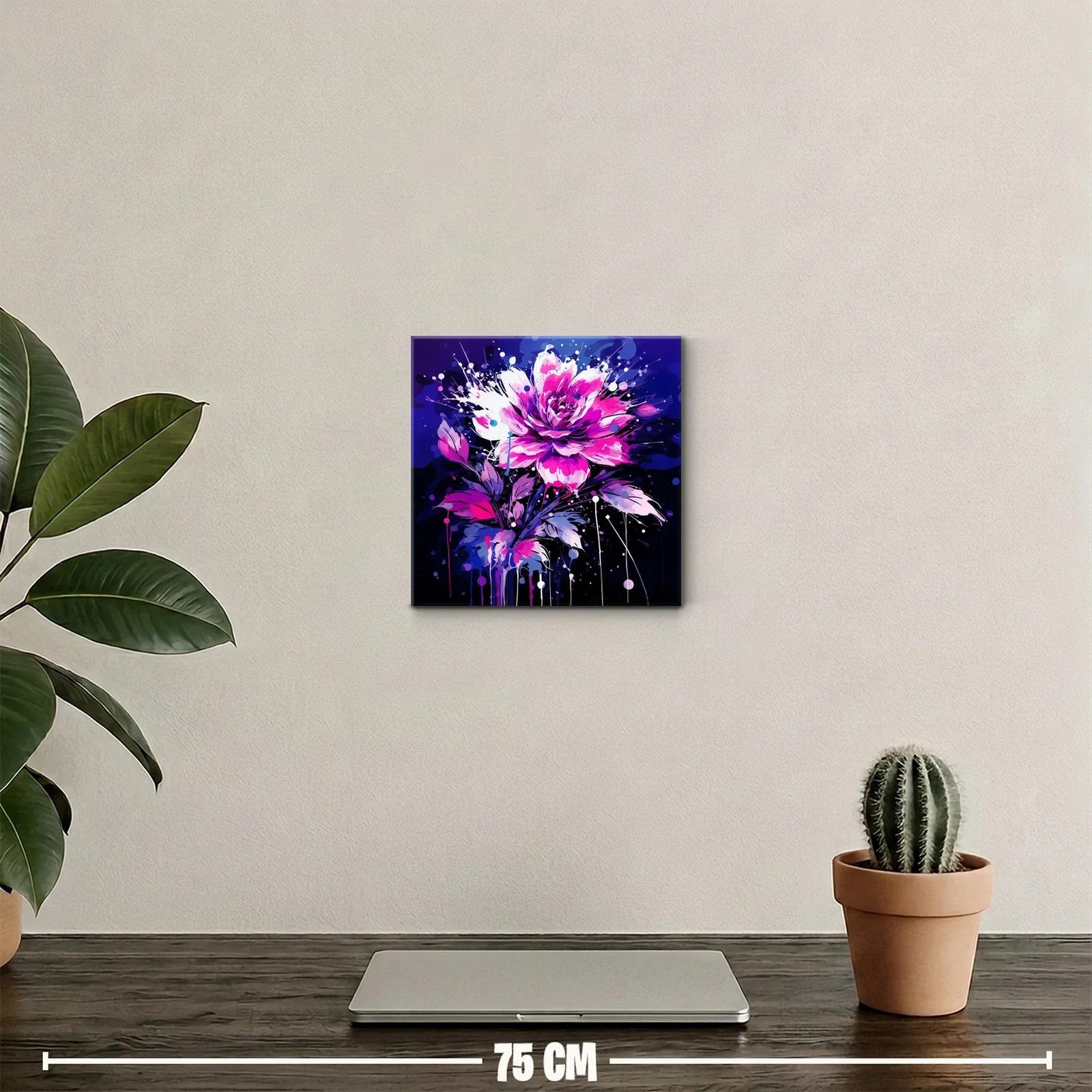 Cuadro de flor vibrante con tonos fucsia y azul marino — miniatura 2