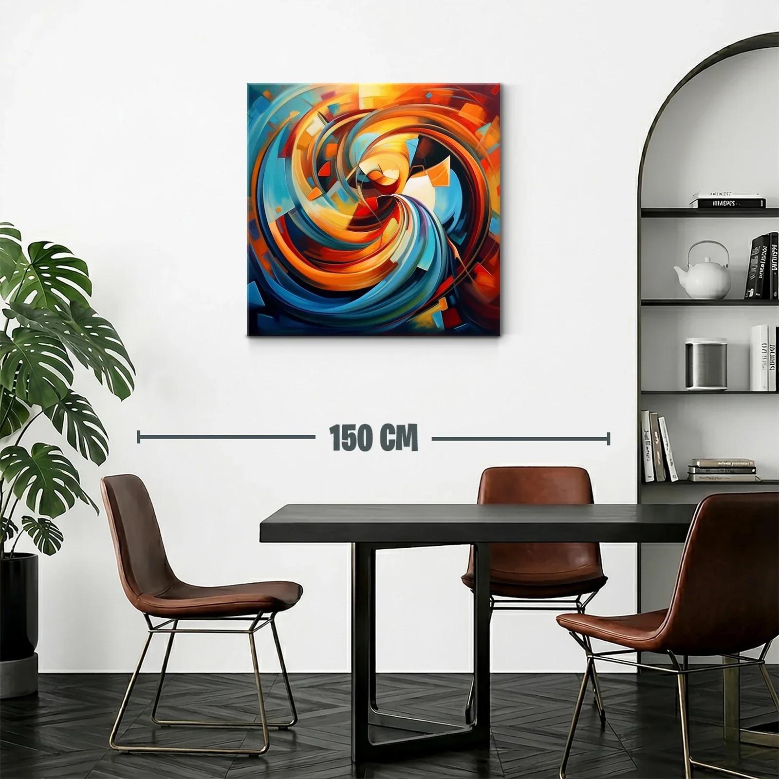 Cuadro abstracto con espirales vibrantes y tonos cálidos — miniatura 2