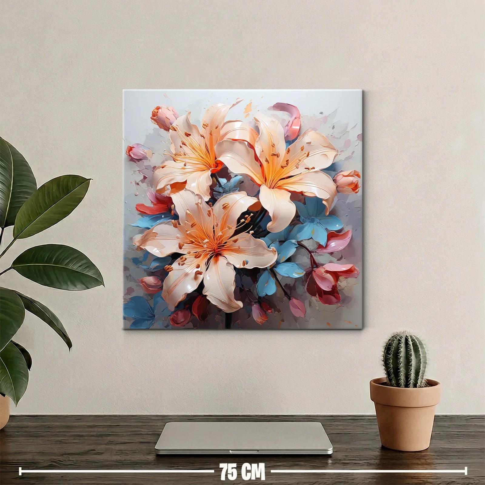 Cuadro floral elegante con lirios en tonos suaves y vibrantes — miniatura 2