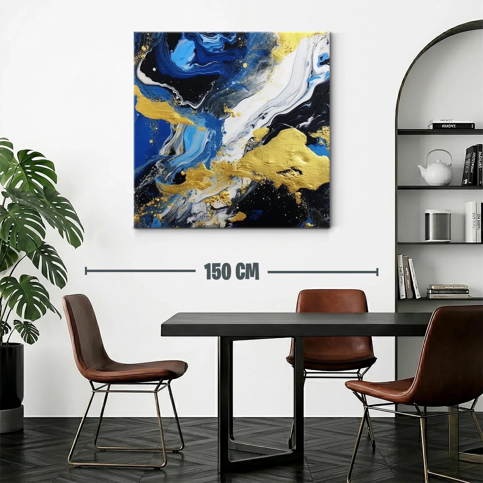 Abstracto vibrante en azul negro y dorado elegante — miniatura 2