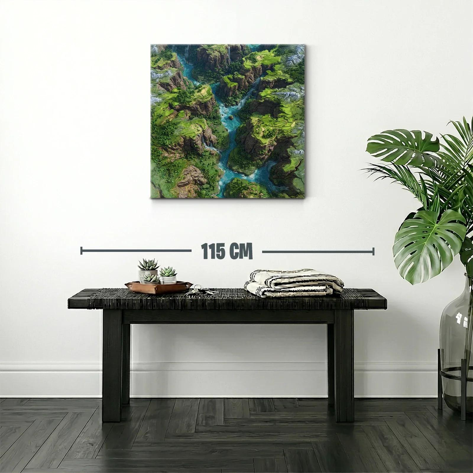 Cañón verde con río azul serpenteante y acantilados rocosos — miniatura 2