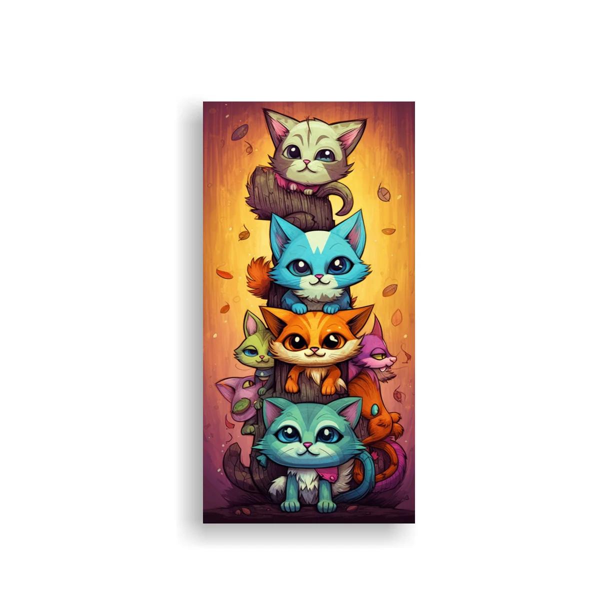 Cuadro torre de gatos con hojas cayendo — imagen principal