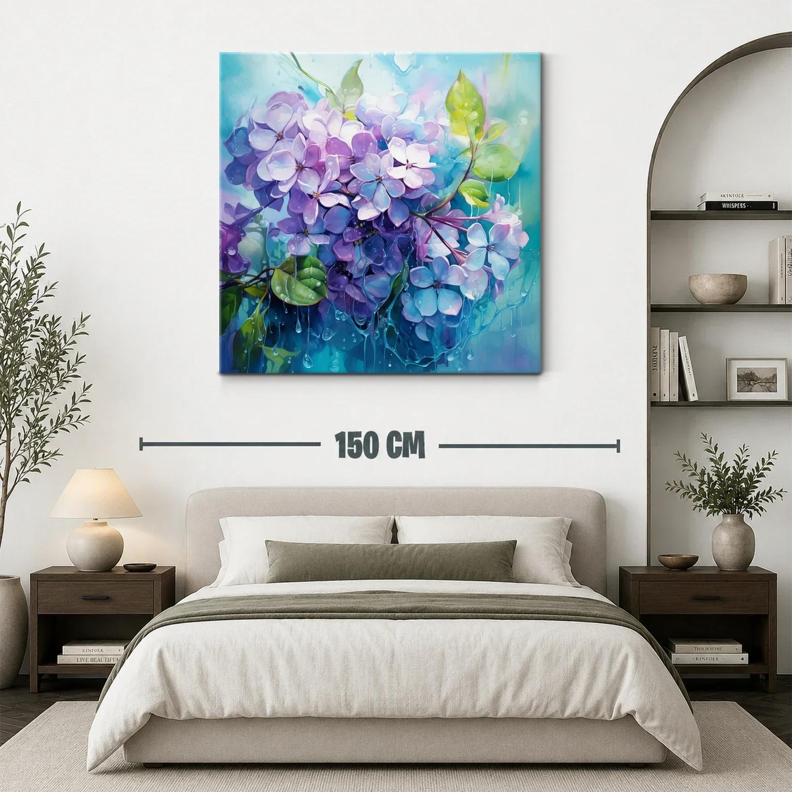 Ramillete de flores lilas con gotas de agua fresca — miniatura 3
