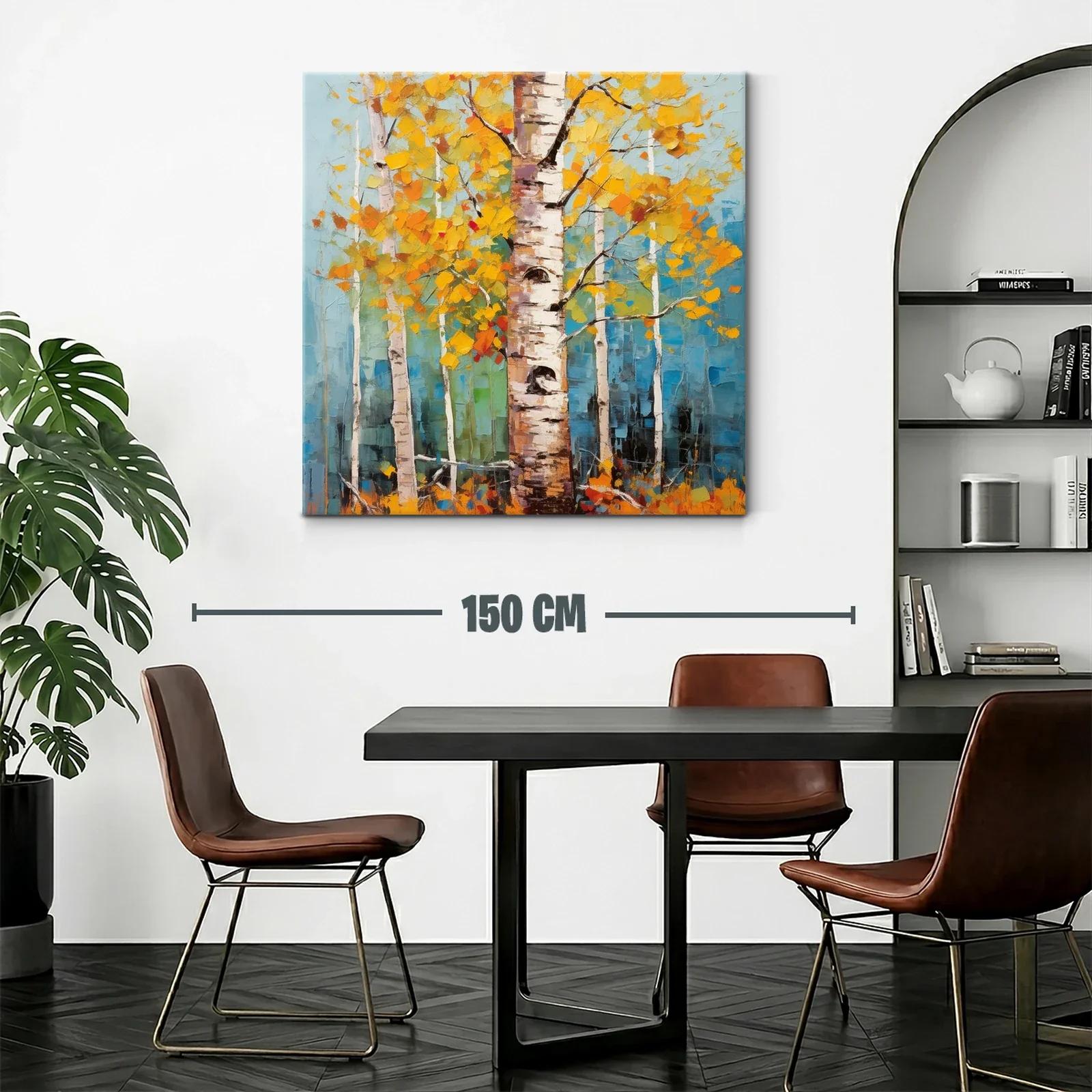 Bosque de abedules con hojas amarillas vibrantes — miniatura 2