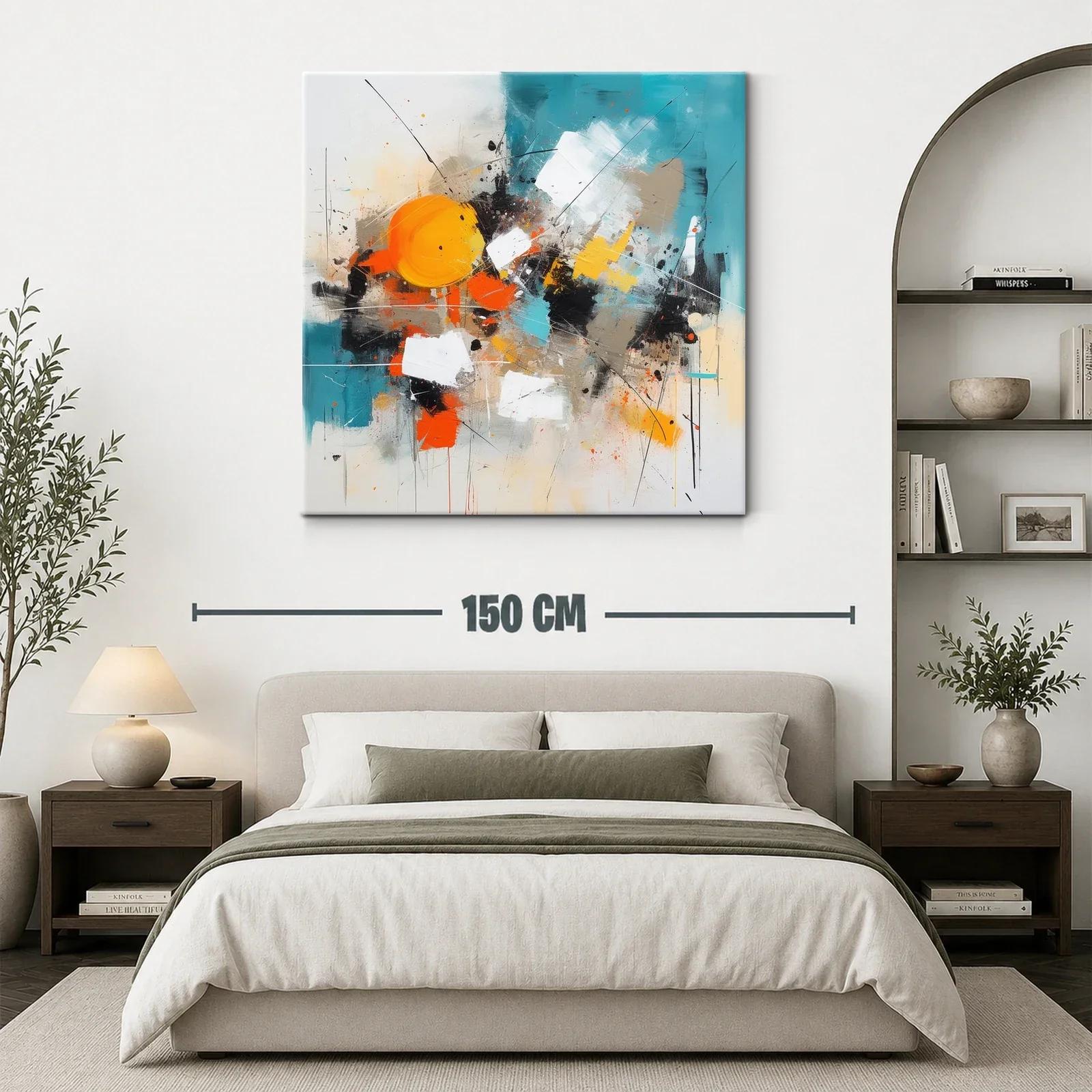 Cuadro abstracto con vibrantes tonos cálidos y fríos — miniatura 3