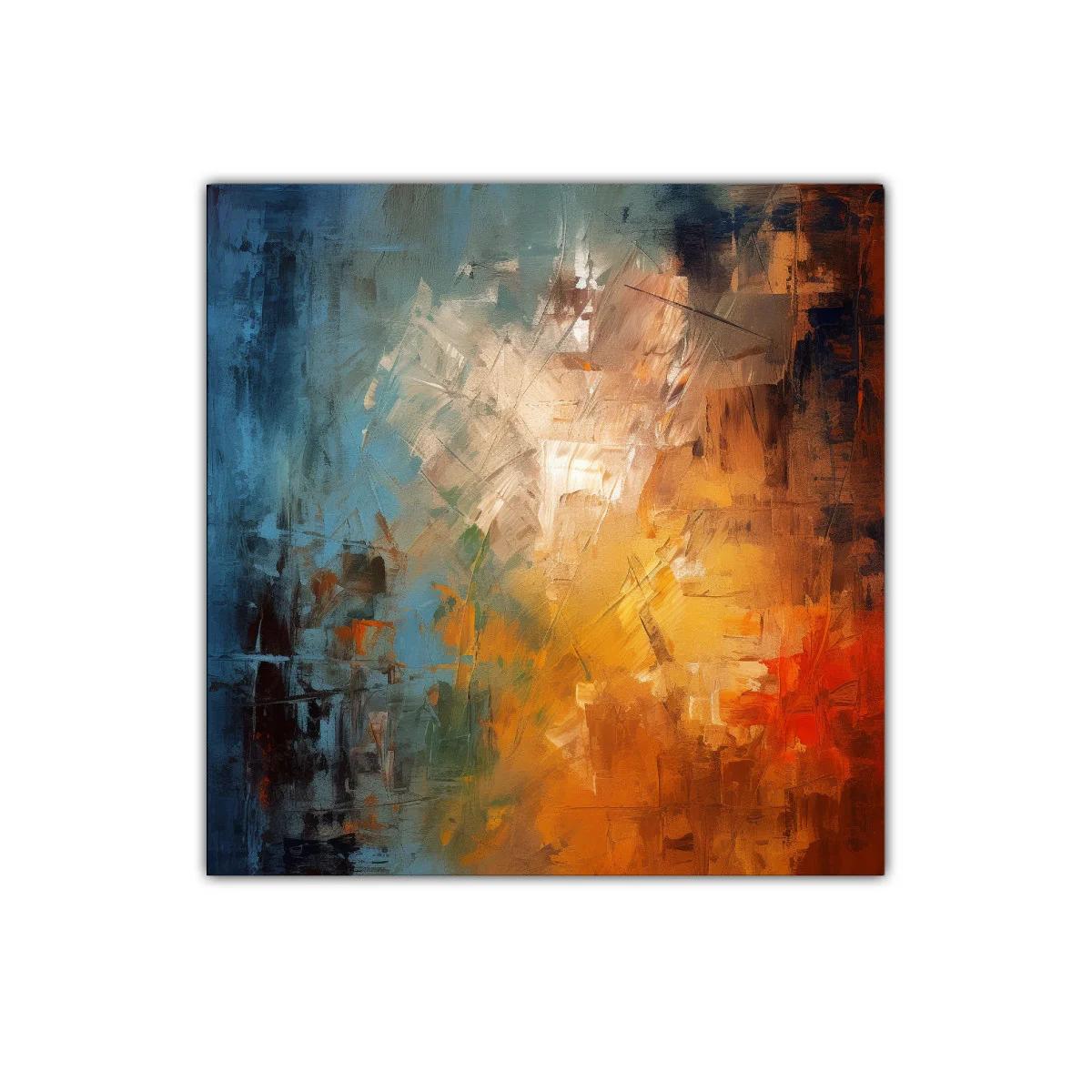Cuadro abstracto en tonos cálidos y fríos para decoración moderna — miniatura 1