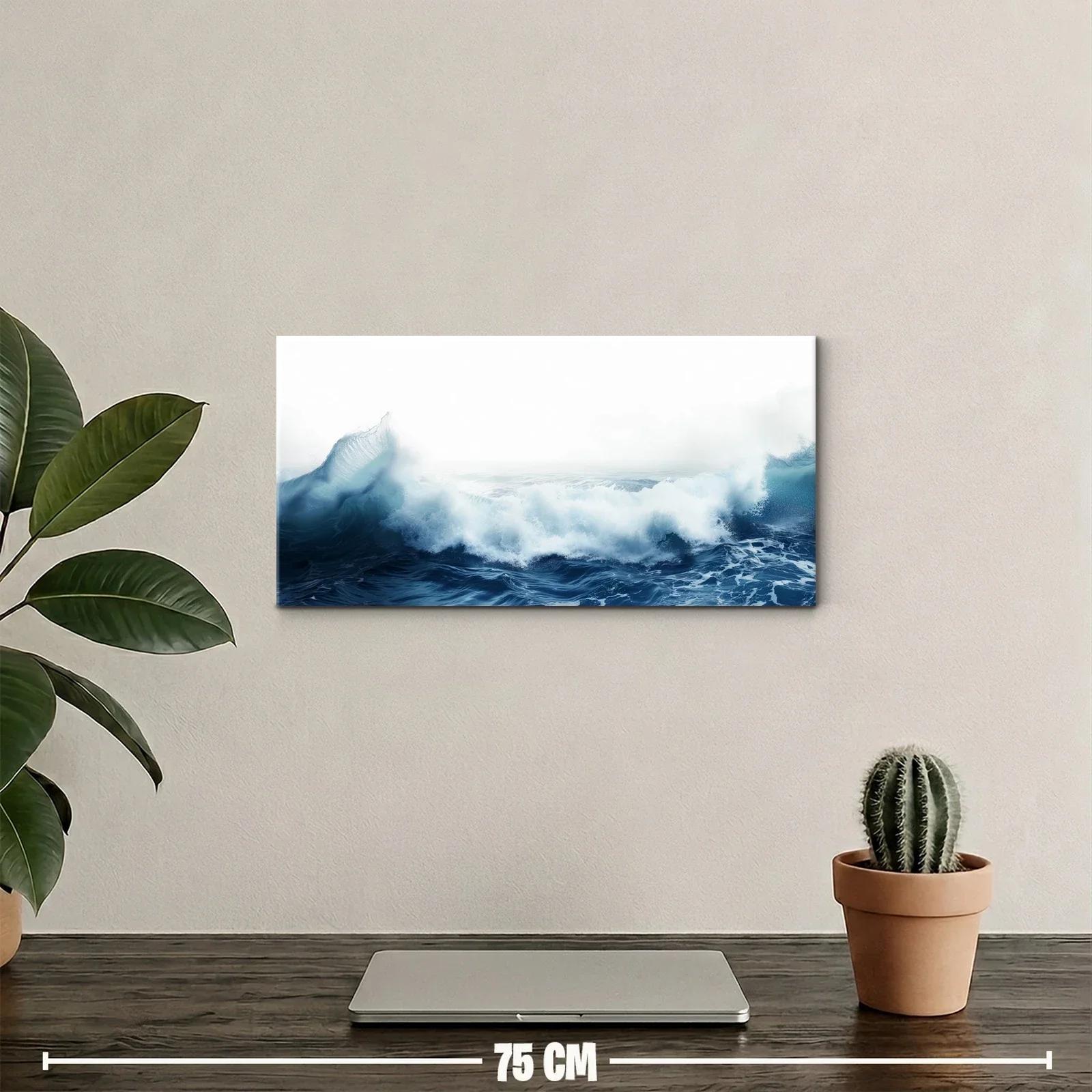 Cuadro olas del mar en azul y espuma blanca — miniatura 2
