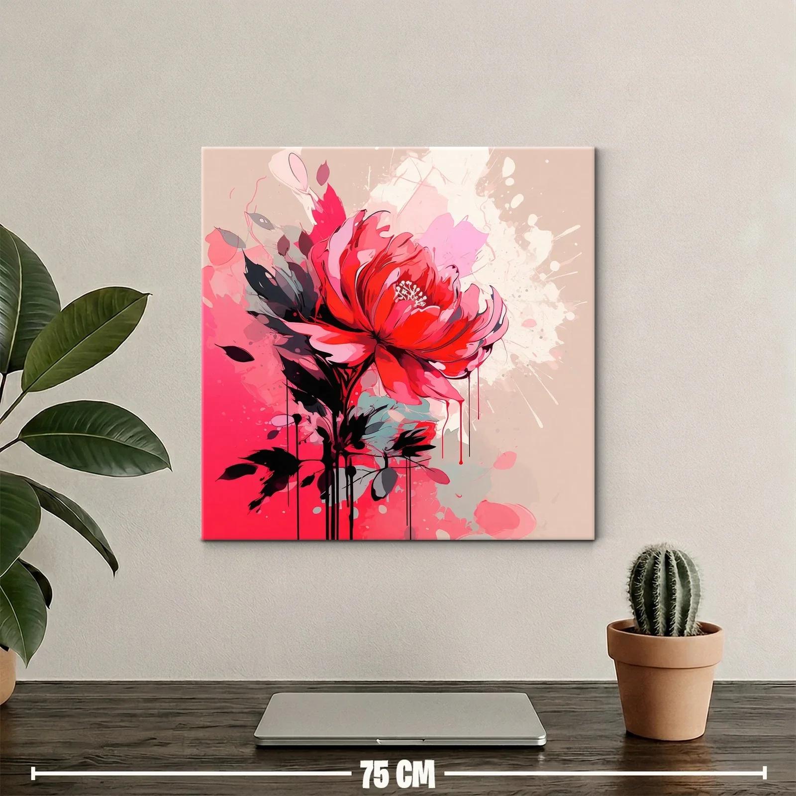 Flor roja vibrante sobre fondo abstracto en tonos suaves — miniatura 2