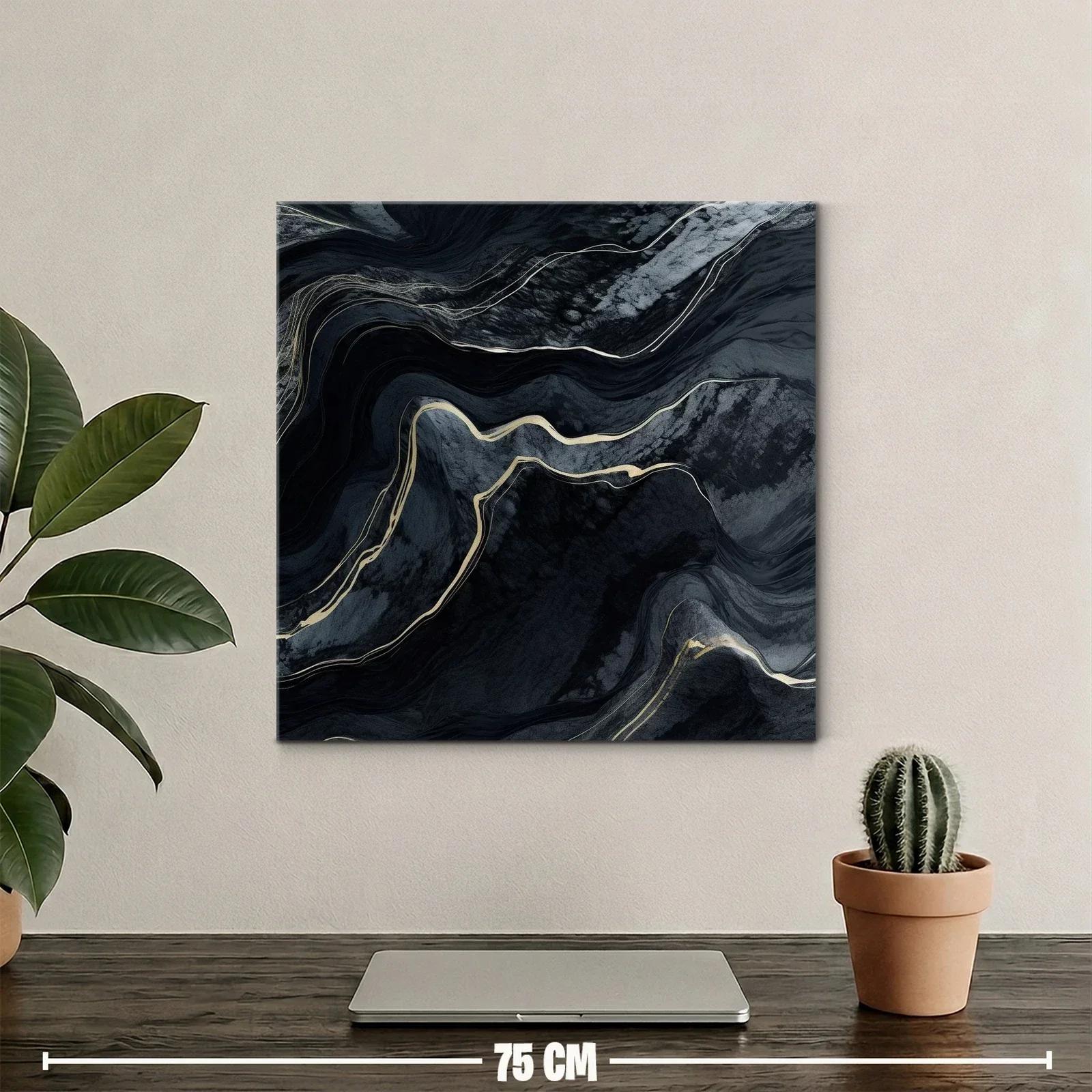 Cuadro abstracto en tonos oscuros con detalles dorados — miniatura 2