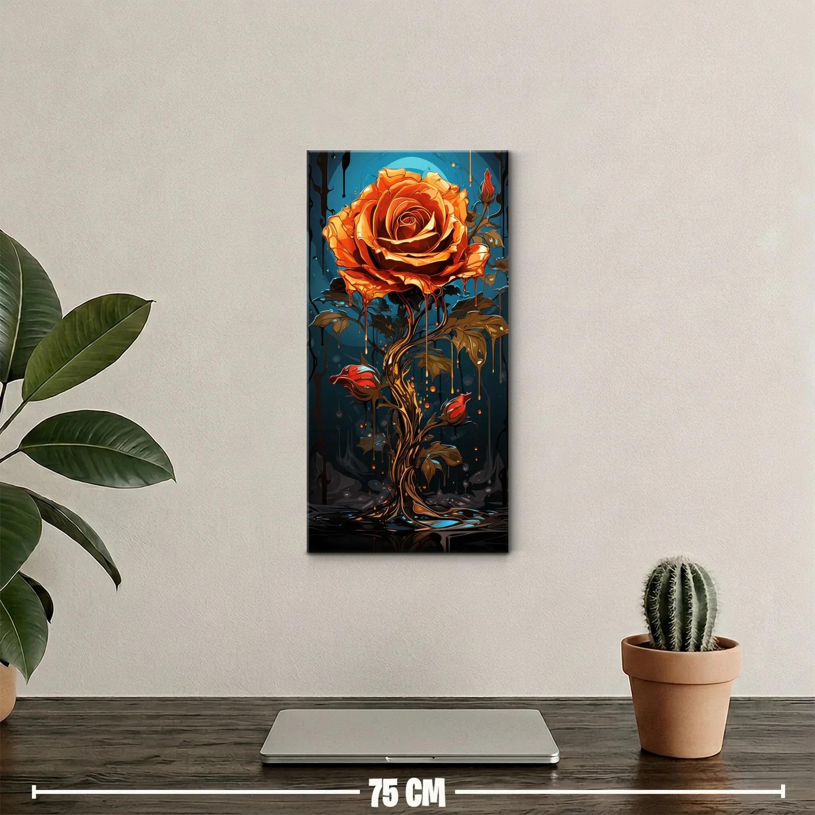 Cuadro rosa naranja con tallo retorcido y brillo luminoso — miniatura 2